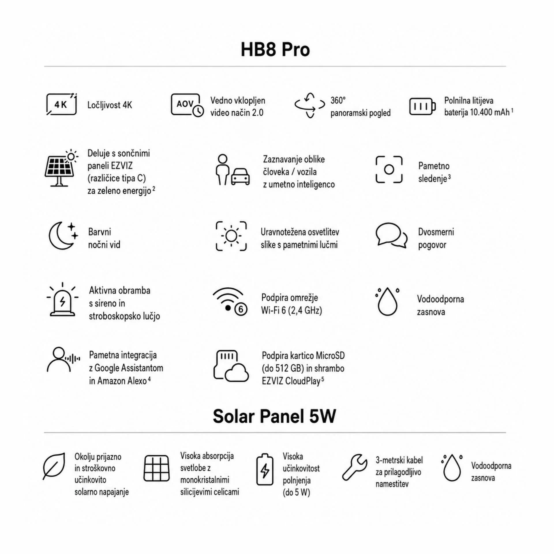 EZVIZ EZVIZ kamera 8.0MP brezžična PT HB8 4K kit+ solarni panel Kamere