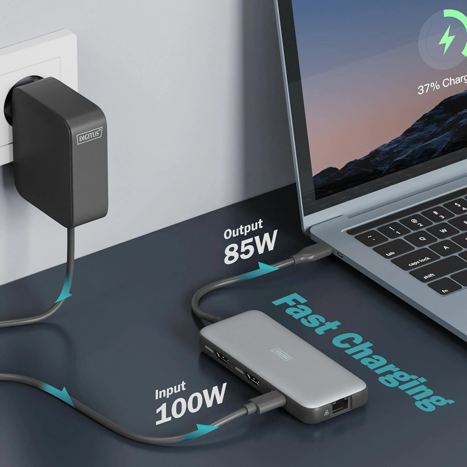 Digitus Digitus priklopna postaja USB 3.2 TipC 8v1 4K siva DA-70915 Priklopne postaje