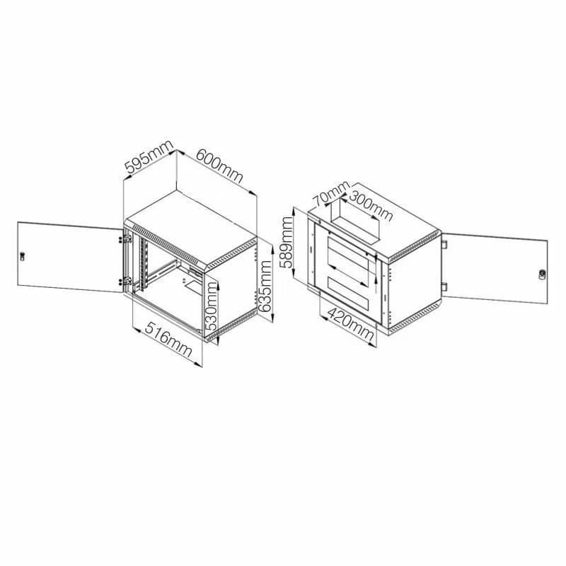 Triton Triton kabinet zidni 12U 635 600x600 siv sestavljen Zidni