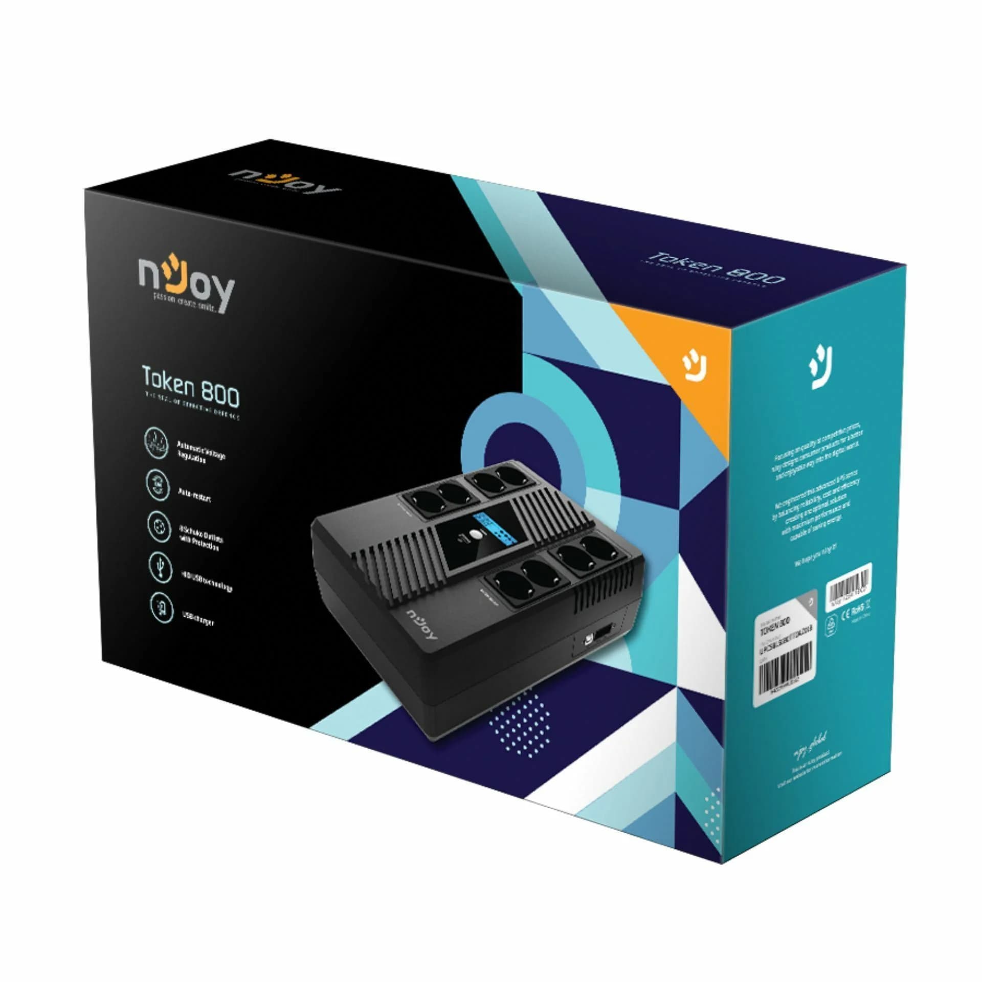 nJoy nJoy UPS  800VA Line-Interactive namizni Token 800 Brezprekinitveno napajanje (UPS)