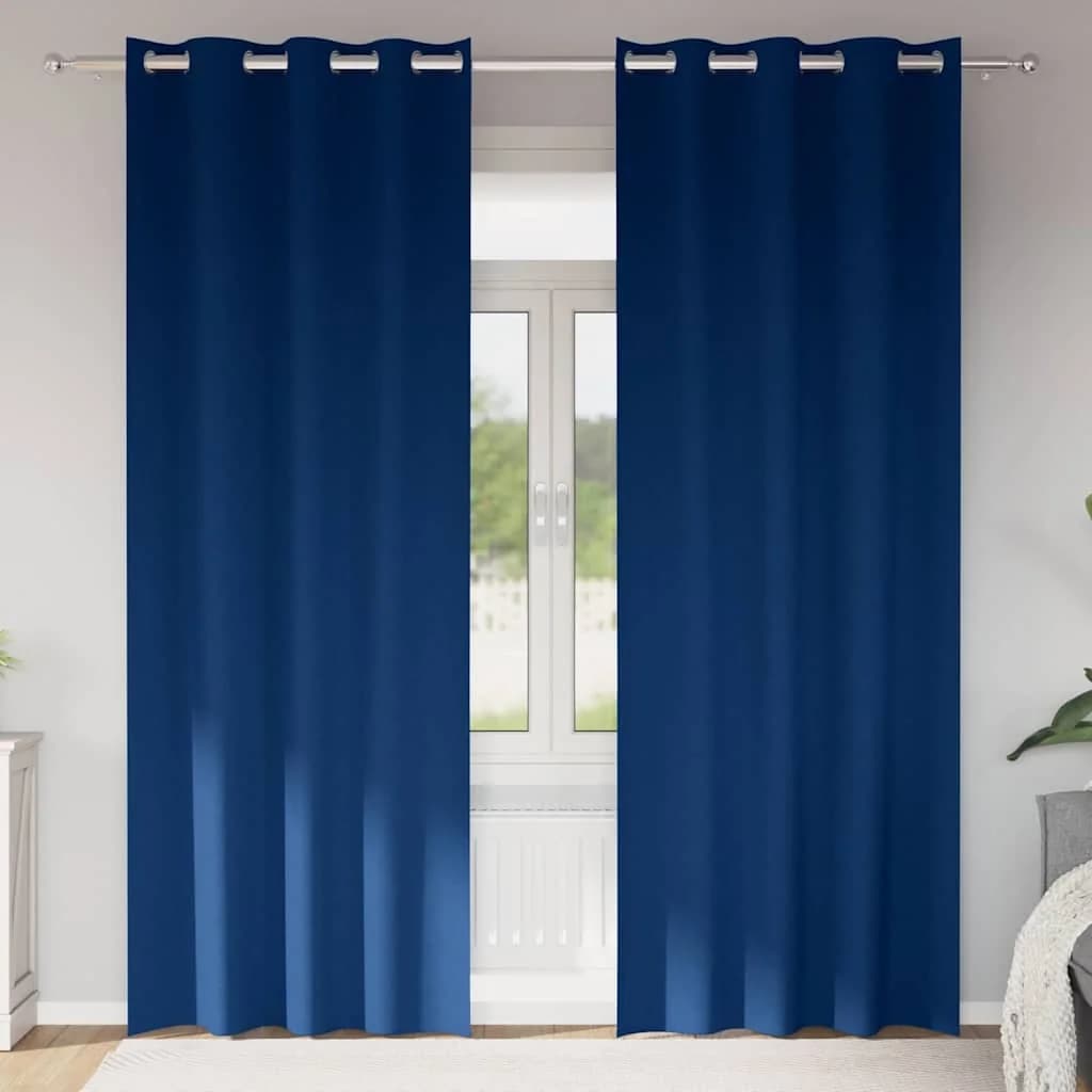 Zavese za zatemnitev z obroči 2 kos Temno modra 260 x 140 cm