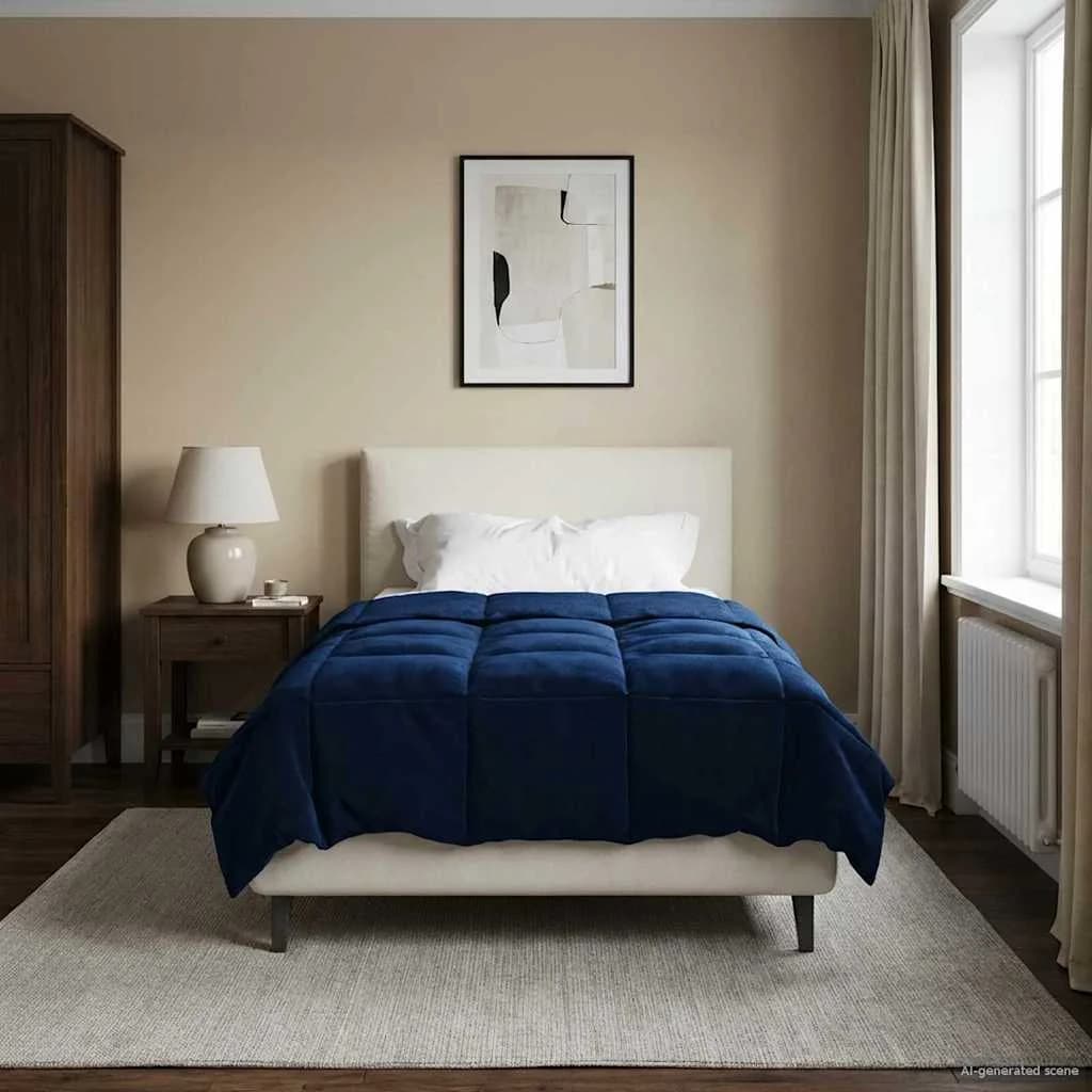 Zimska posteljnina Temno modra 155 x 200 cm Mikrovlakna - slika 4