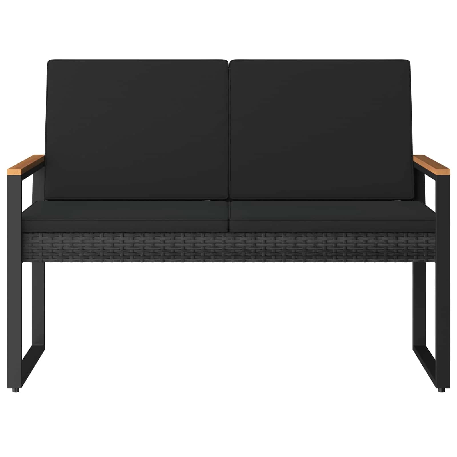 Zunanja klop z blazino Črna 107 x 61 x 80 cm poli ratan - slika 5