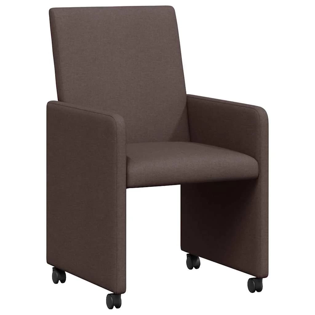 Jedilni stoli s kolesi 2 kos blago Temno rjava 57 x 66 x 94 cm - slika 2