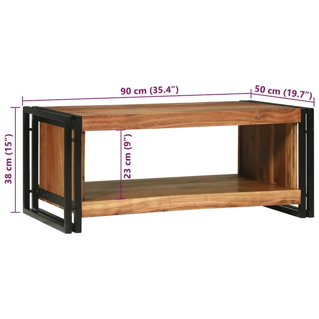 Klubska miza Rjava 90 x 50 x 38 cm Masiven les akacije - slika 10