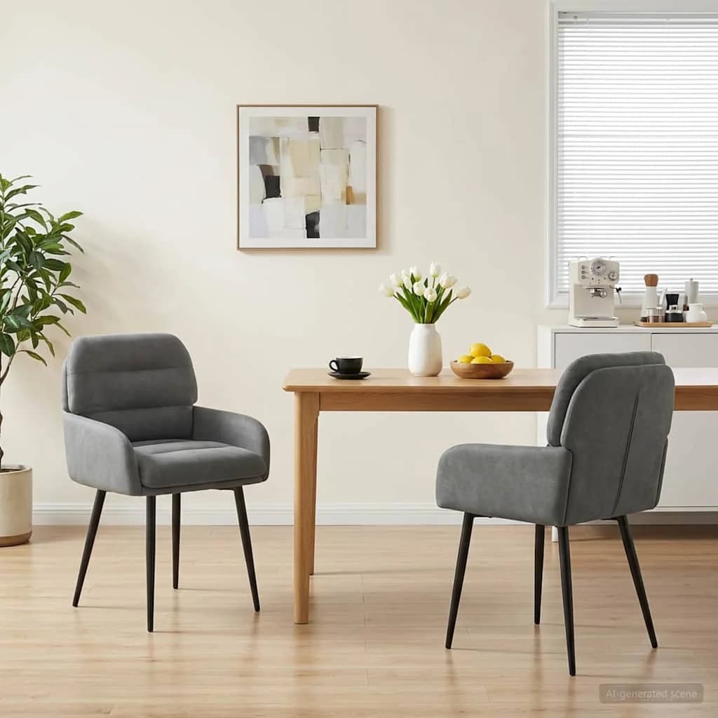 Jedilni stoli 2 kos Žamet Temno siva 59 x 59,5 x 90 cm