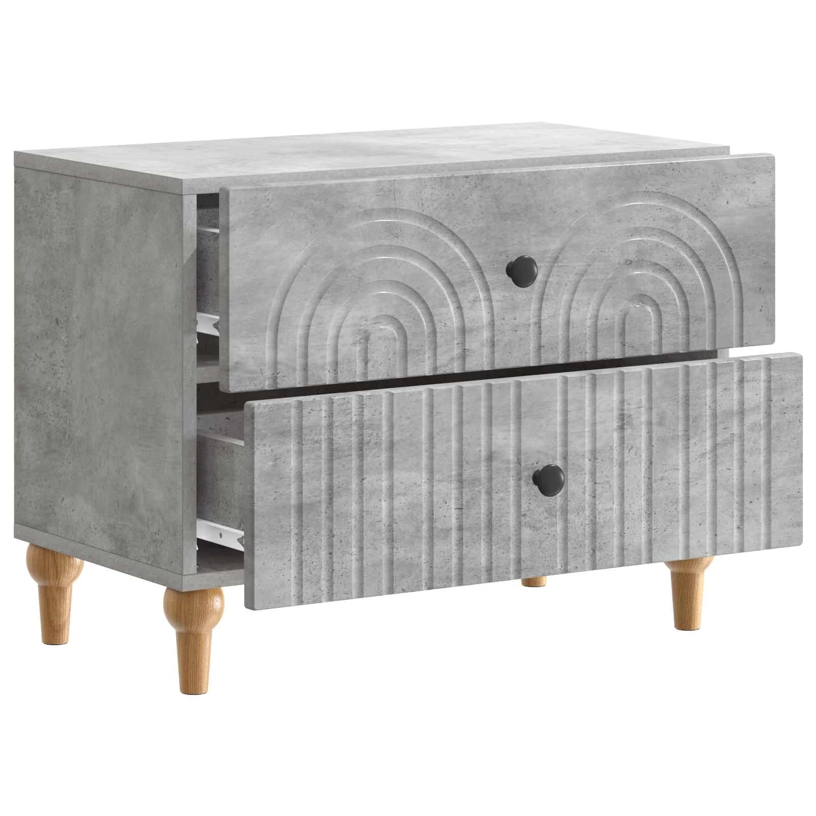 Nočna omarica Betonsko siva 62 x 34,5 x 48 cm Inženirski les - slika 4