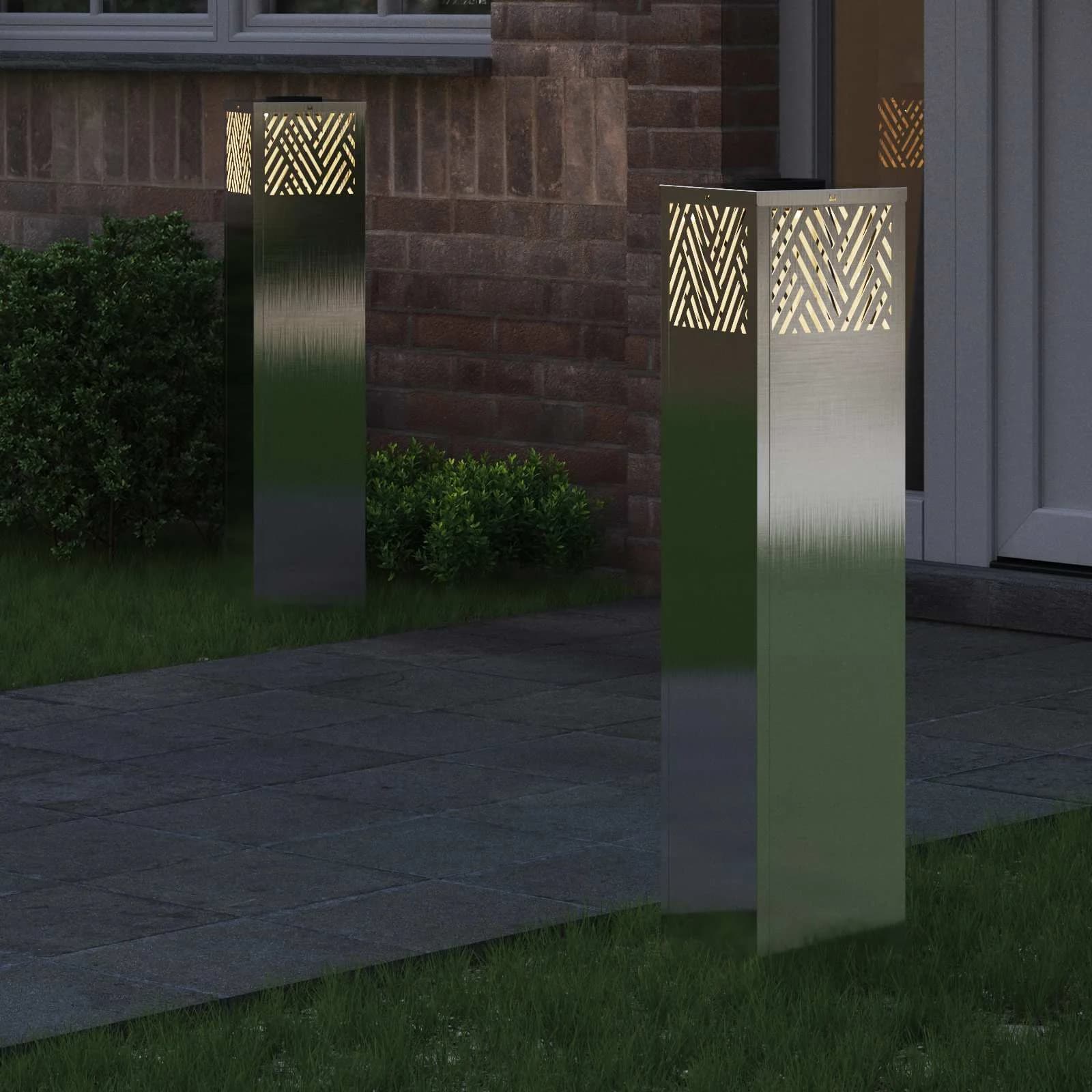 Solarno LED svetilo za pot 2 kos Toplo bela 18 x 18 x 80 cm - slika 3