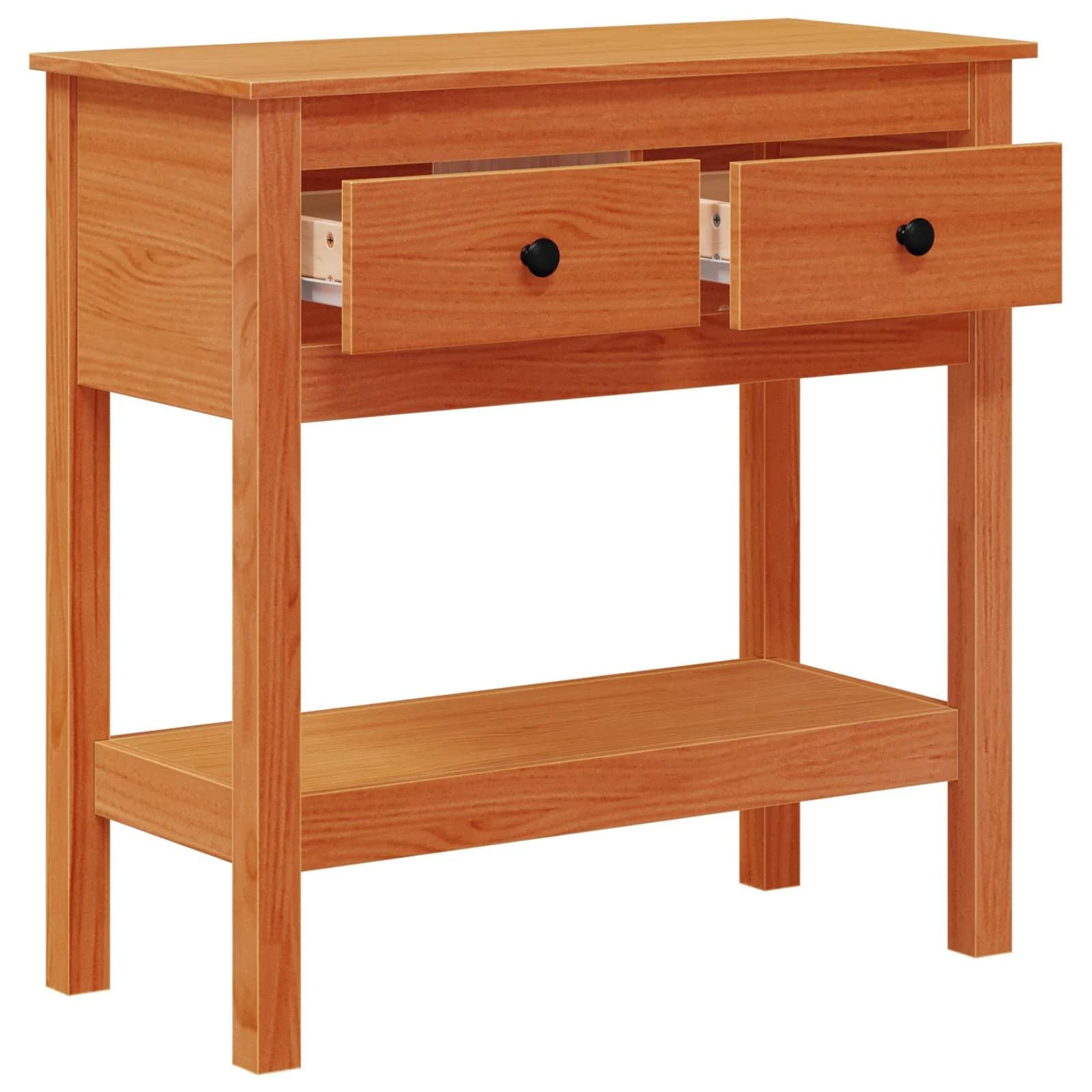 Konzolna miza Voskast rjav 75 x 35 x 75 cm Trdna borova les - slika 2