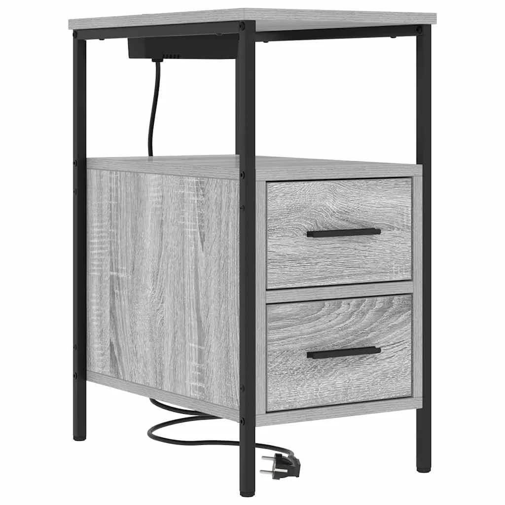 Nočna omarica 2 kos Siva Sonoma 30 x 48 x 61 cm Inženirski les - slika 5