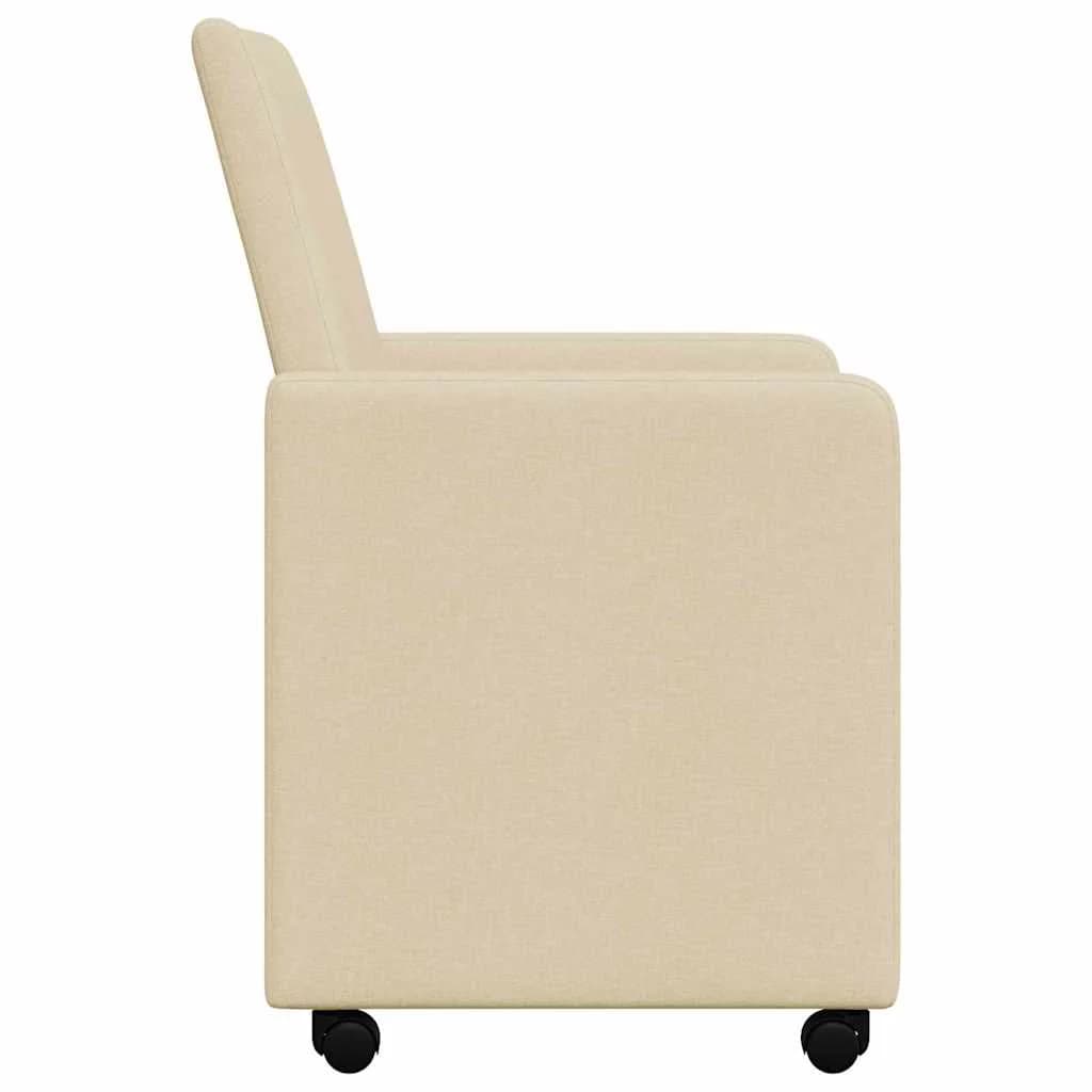 Jedilni stoli s kolesi 2 kos blago krema 57 x 66 x 94 cm - slika 5