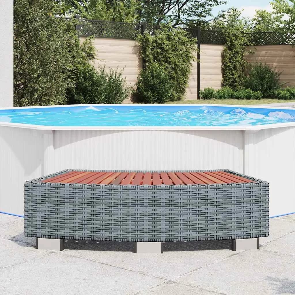 Stopnica za masažni bazen siv poli ratan 92x45x25 cm - slika 3