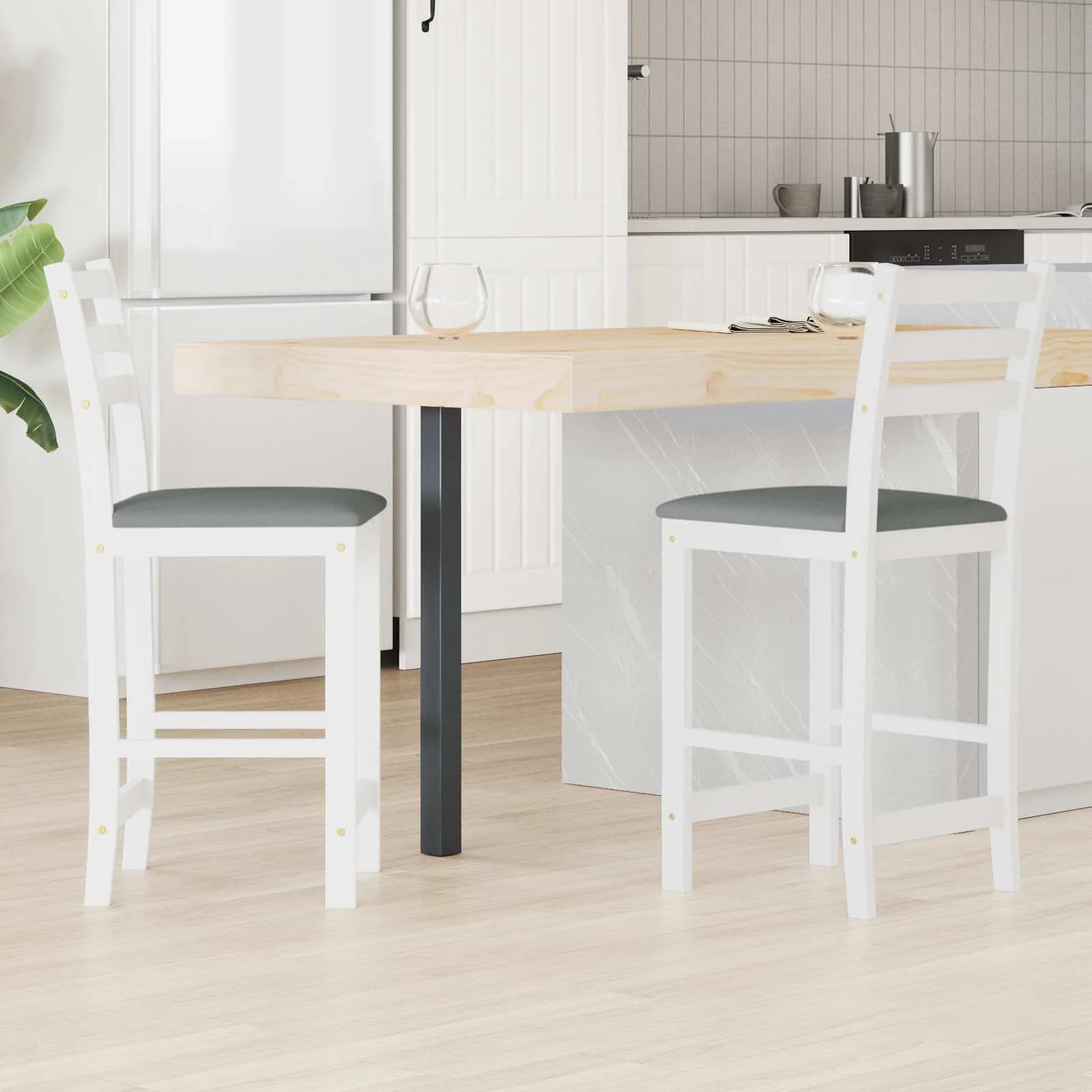 Jedilni stoli 2 kos Masivno gumovo les Bela 40 x 47,5 x 99,5 cm