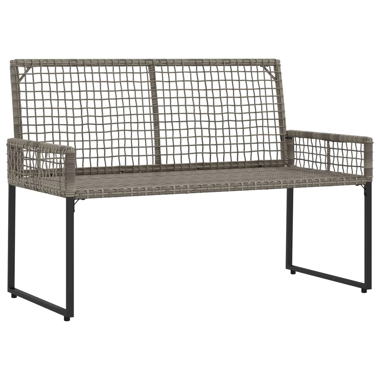 Zunanja klop z blazino Siv 118 x 55 x 82 cm PE ratan in tkanina - slika 4