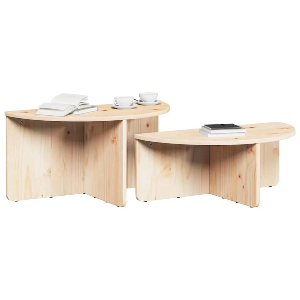 Klubska miza 2 kos Naravna 79 x 39,5 x 40 cm Trdna borovina - slika 3