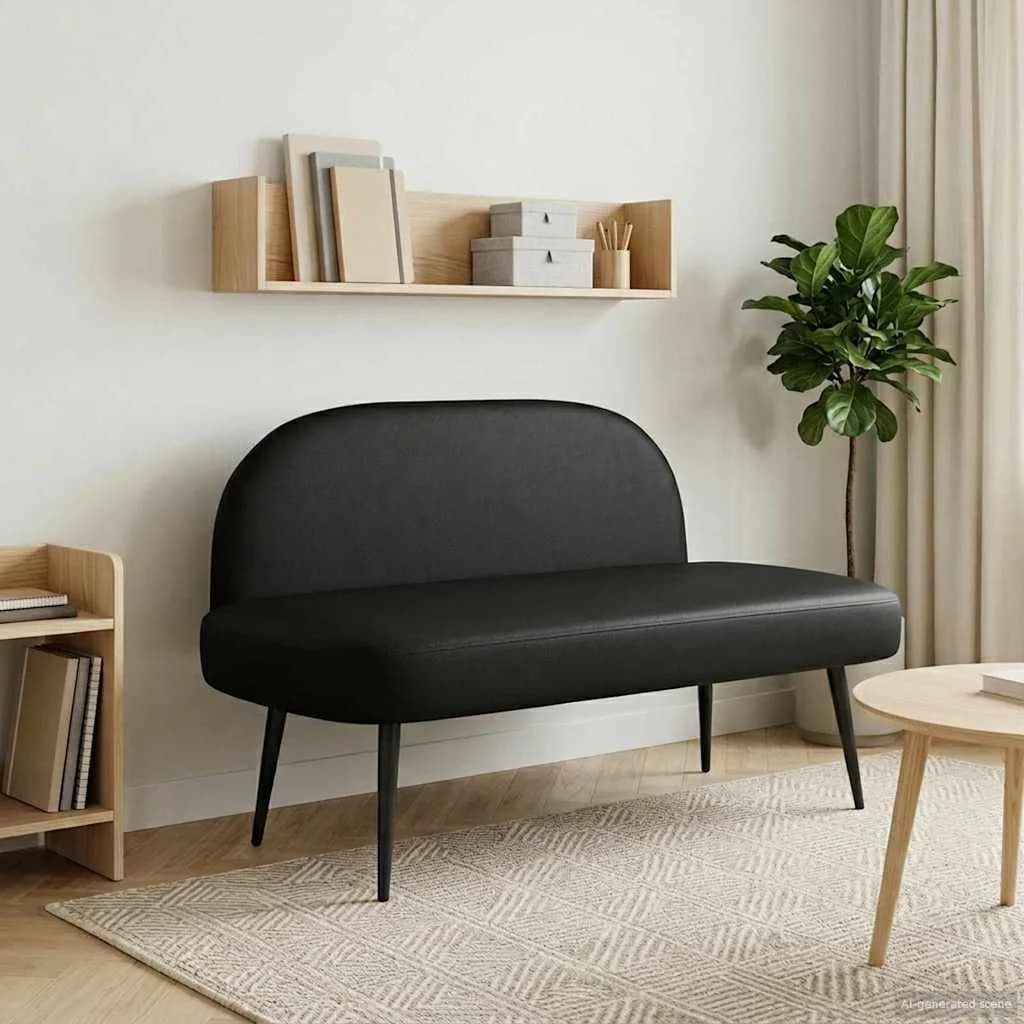 Oblazinjena klop z naslonom Črna 110 x 60 x 76 cm Umetno usnje