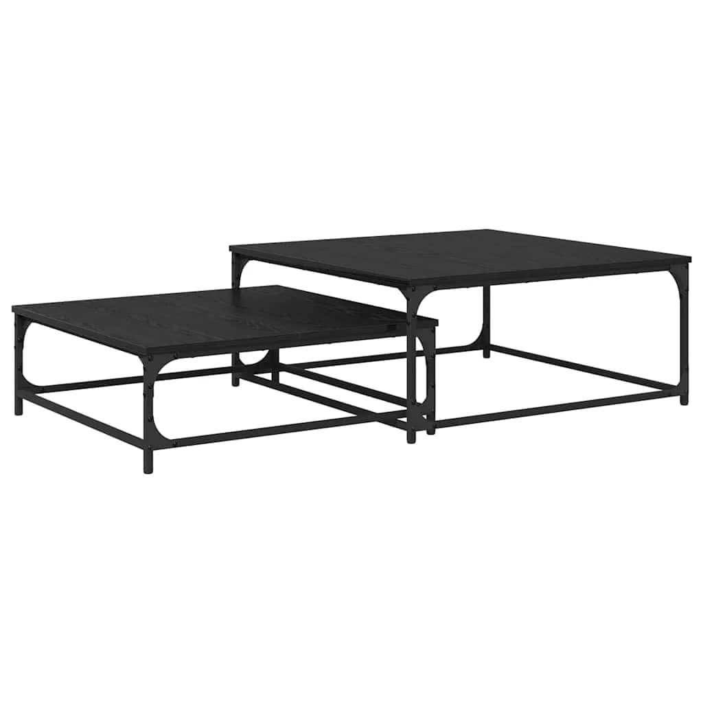 Klubska miza 2 kos Črna Orehovina 80 x 80 x 35 cm - slika 7