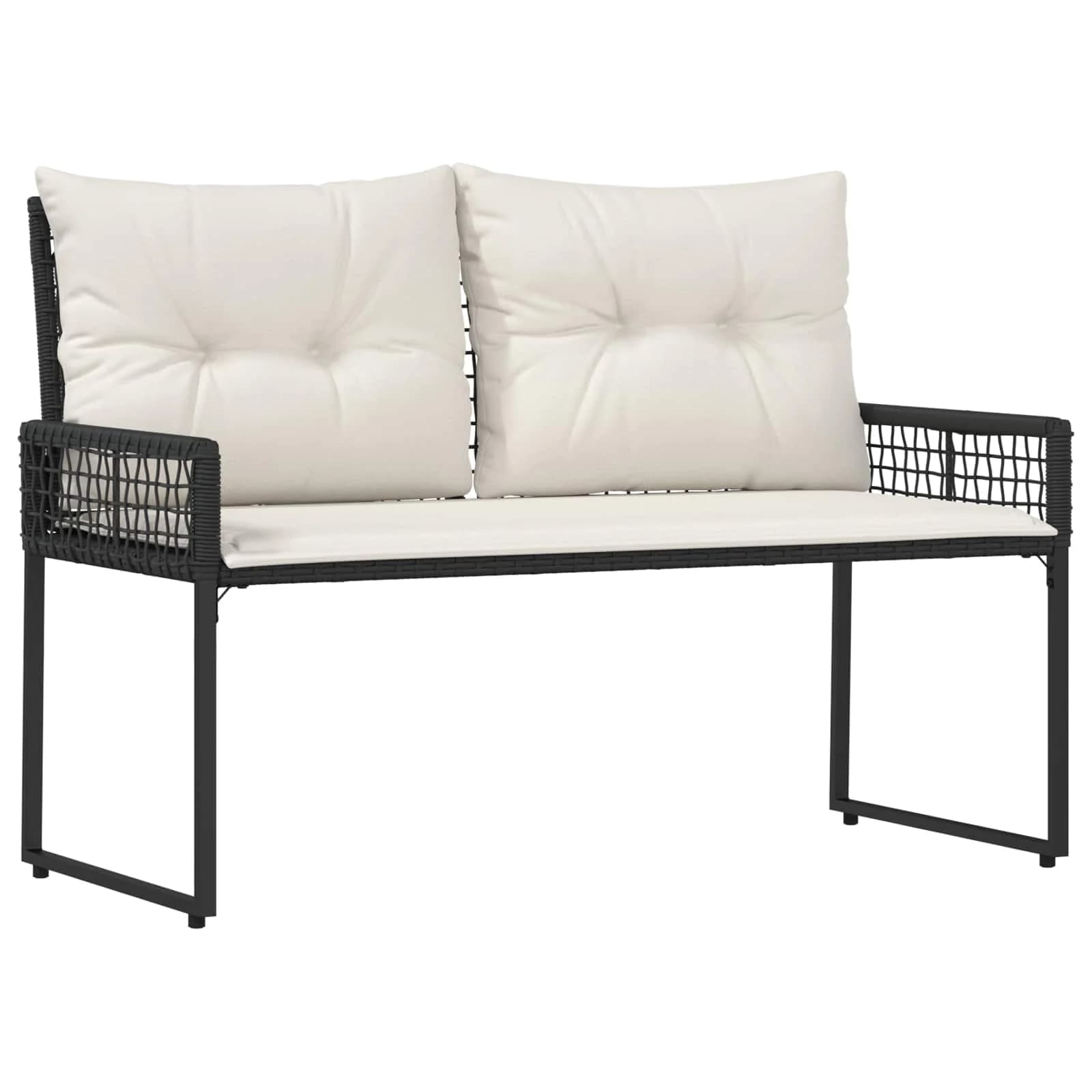 Zunanja klop z blazino Črna in krem bela 118 x 55 x 82 cm - slika 2