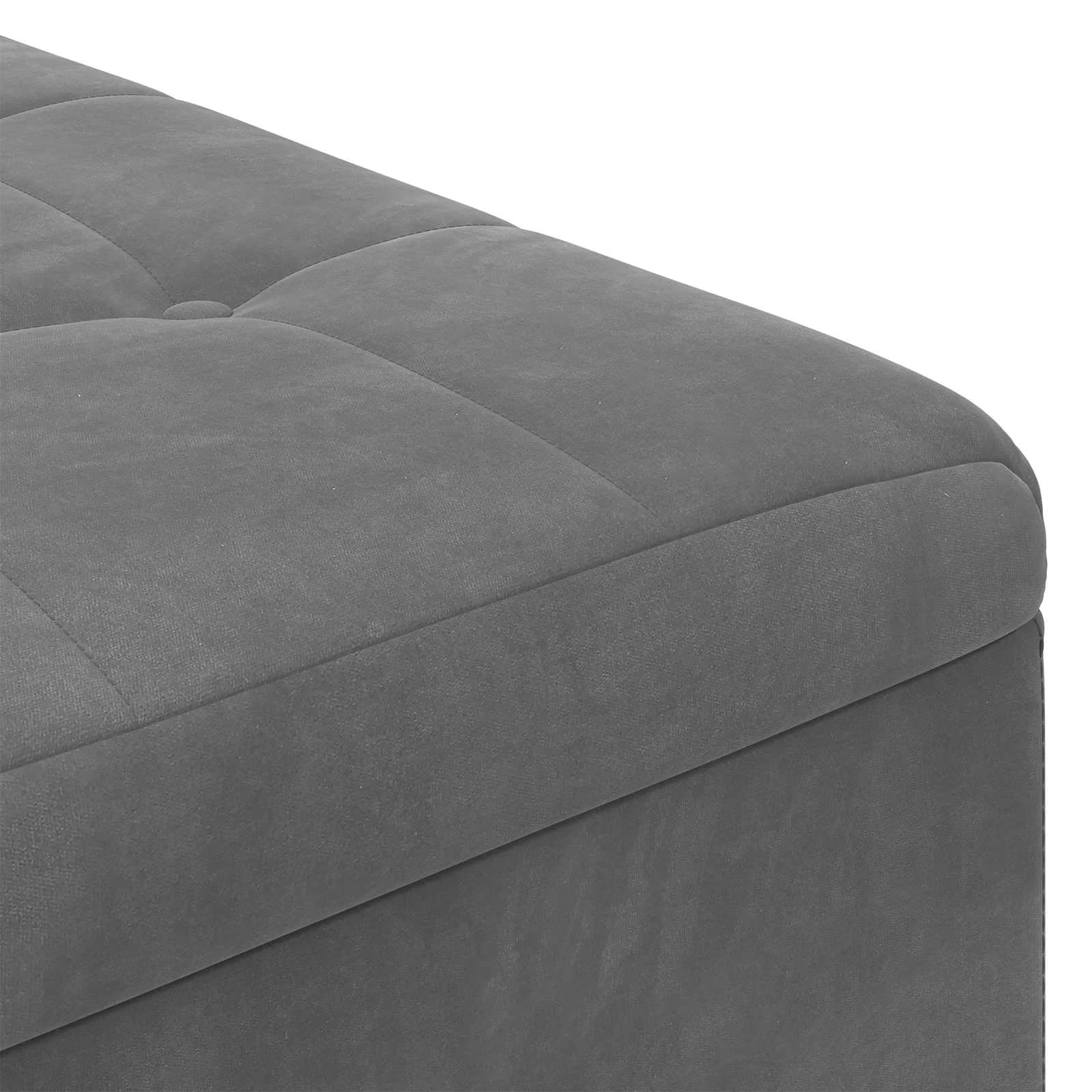 Shranjevalna tabureta Temno siva 80 x 80 x 45 cm Žamet - slika 7