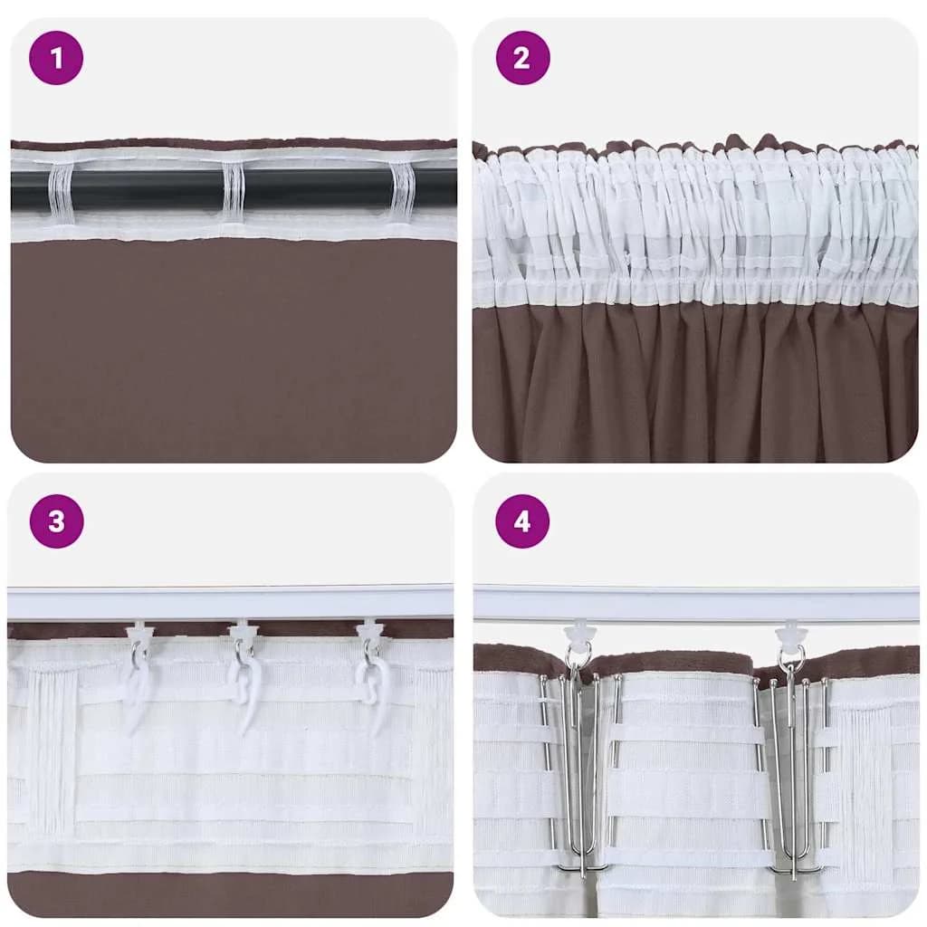 Velvete zavese 2 kos Rjava 245 x 140 cm Žamet - slika 7