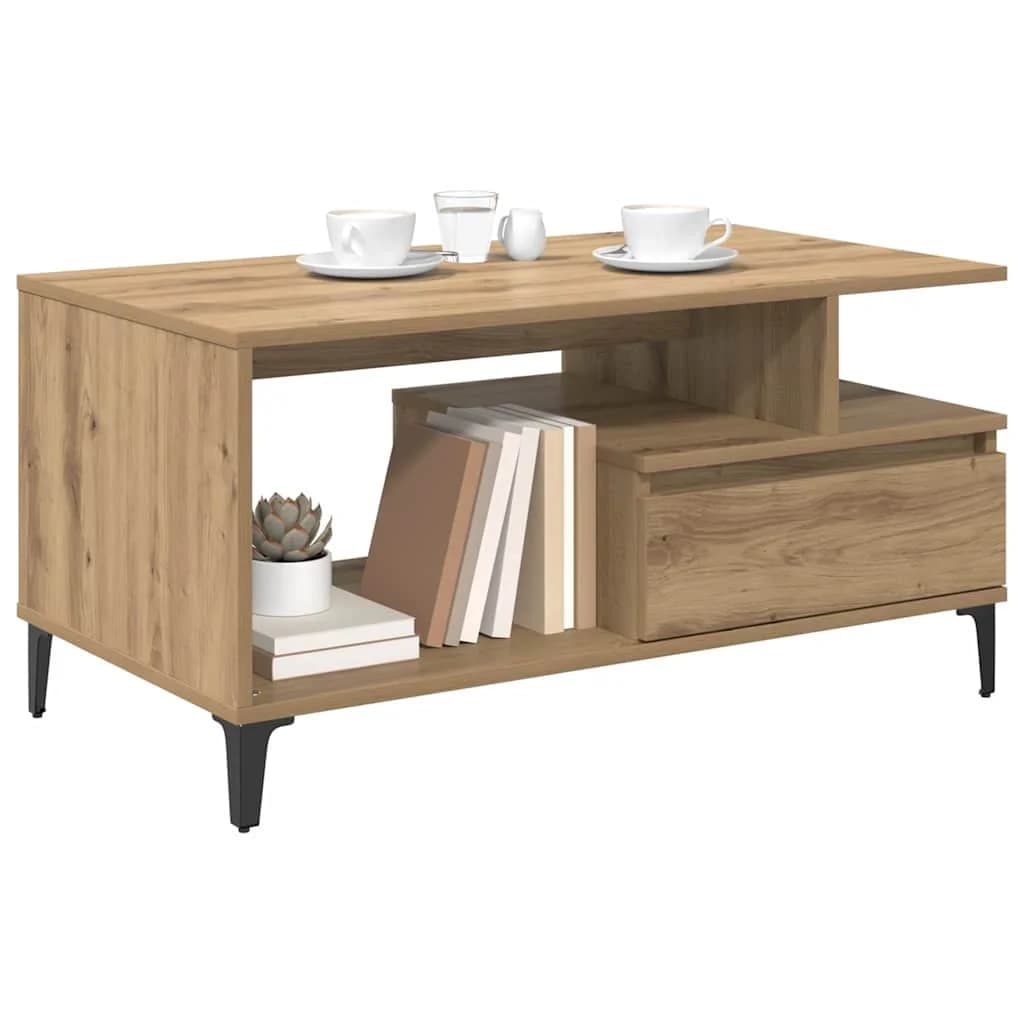 Klubska miza Umetni hrast 90 x 49 x 45 cm Inženirski les - slika 3