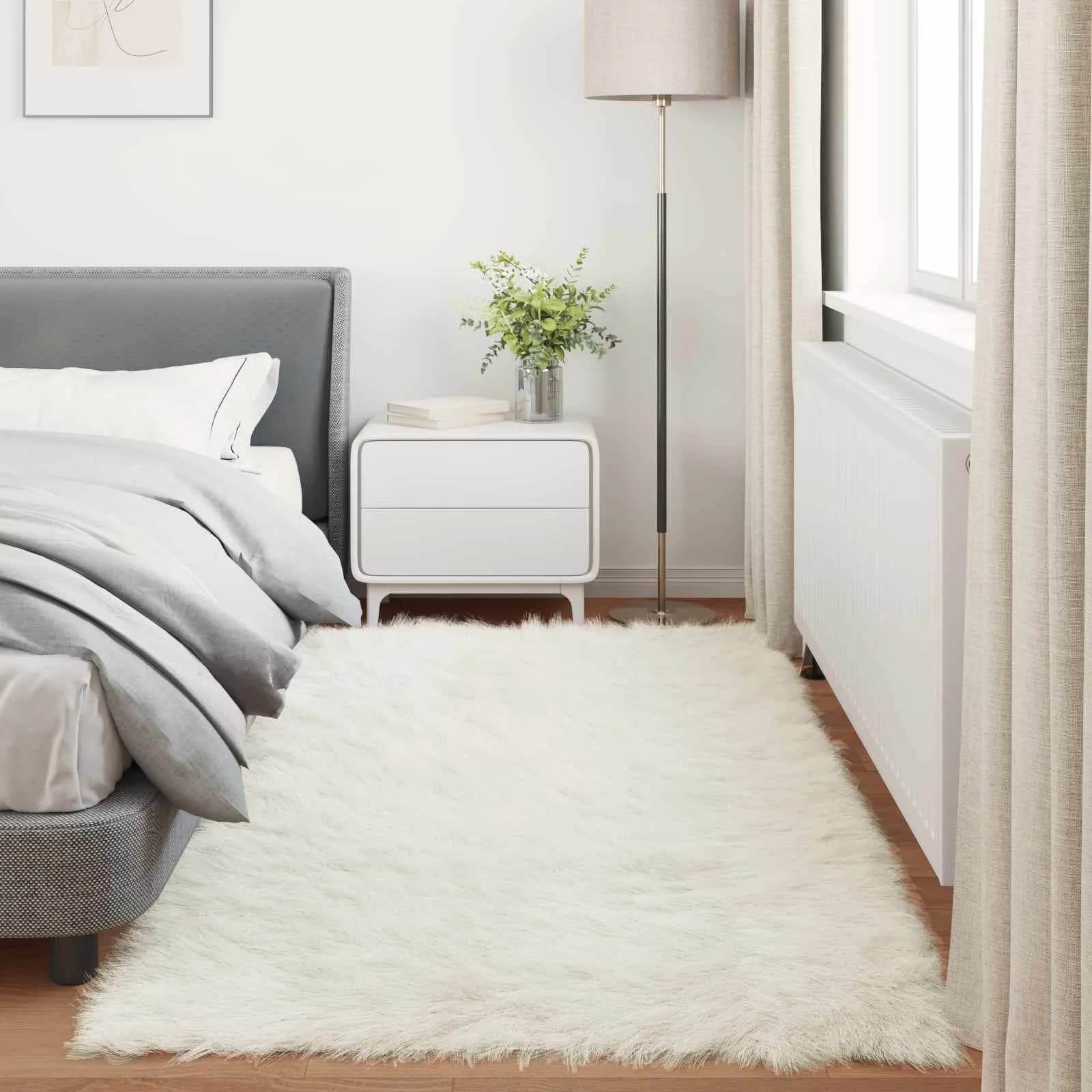Preproga iz umetnega ovčjega krzna TAFALLA Bela 80 x 200 cm - slika 4