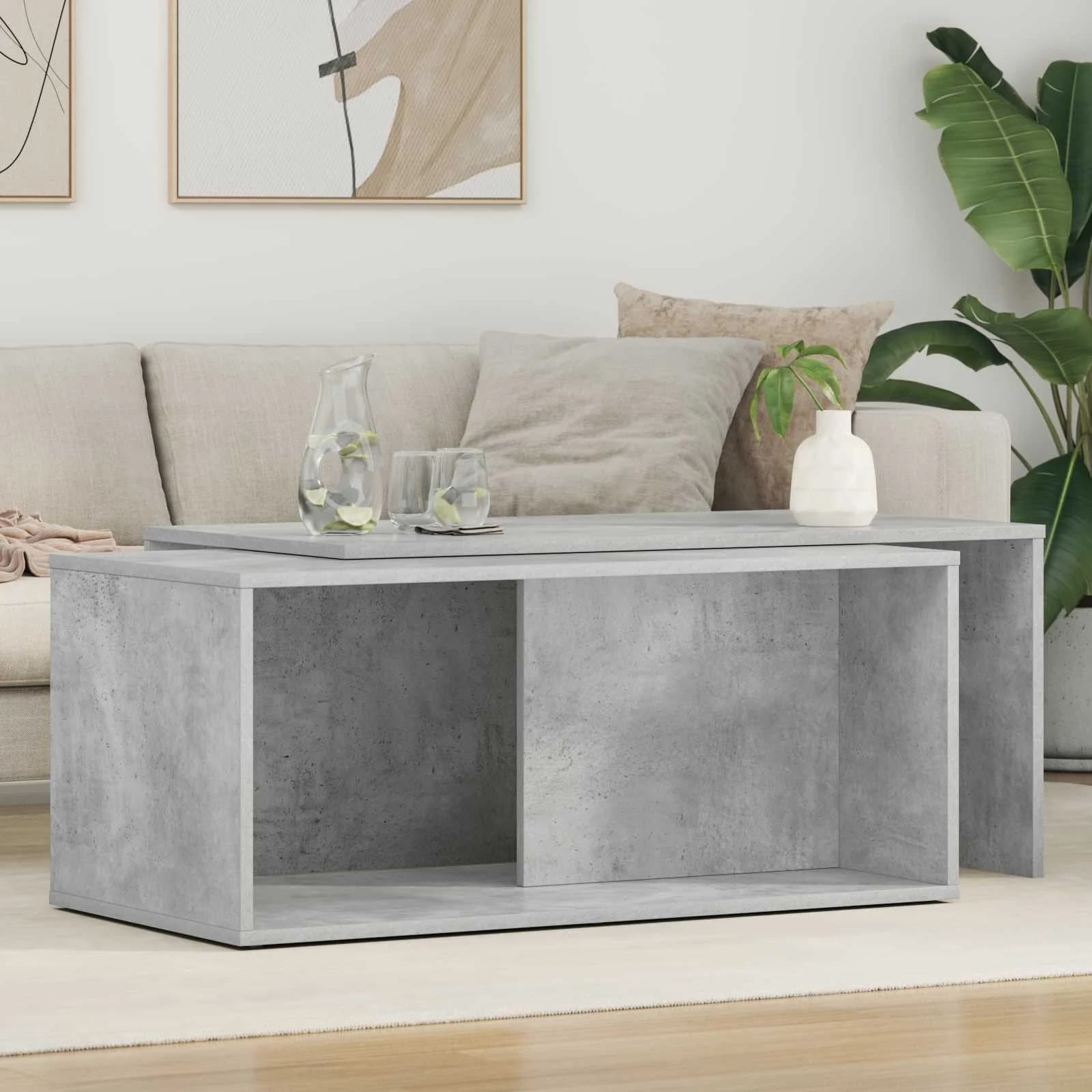 Set kavno mizico 2 kos Betonsko siva 90 x 48 x 40 cm