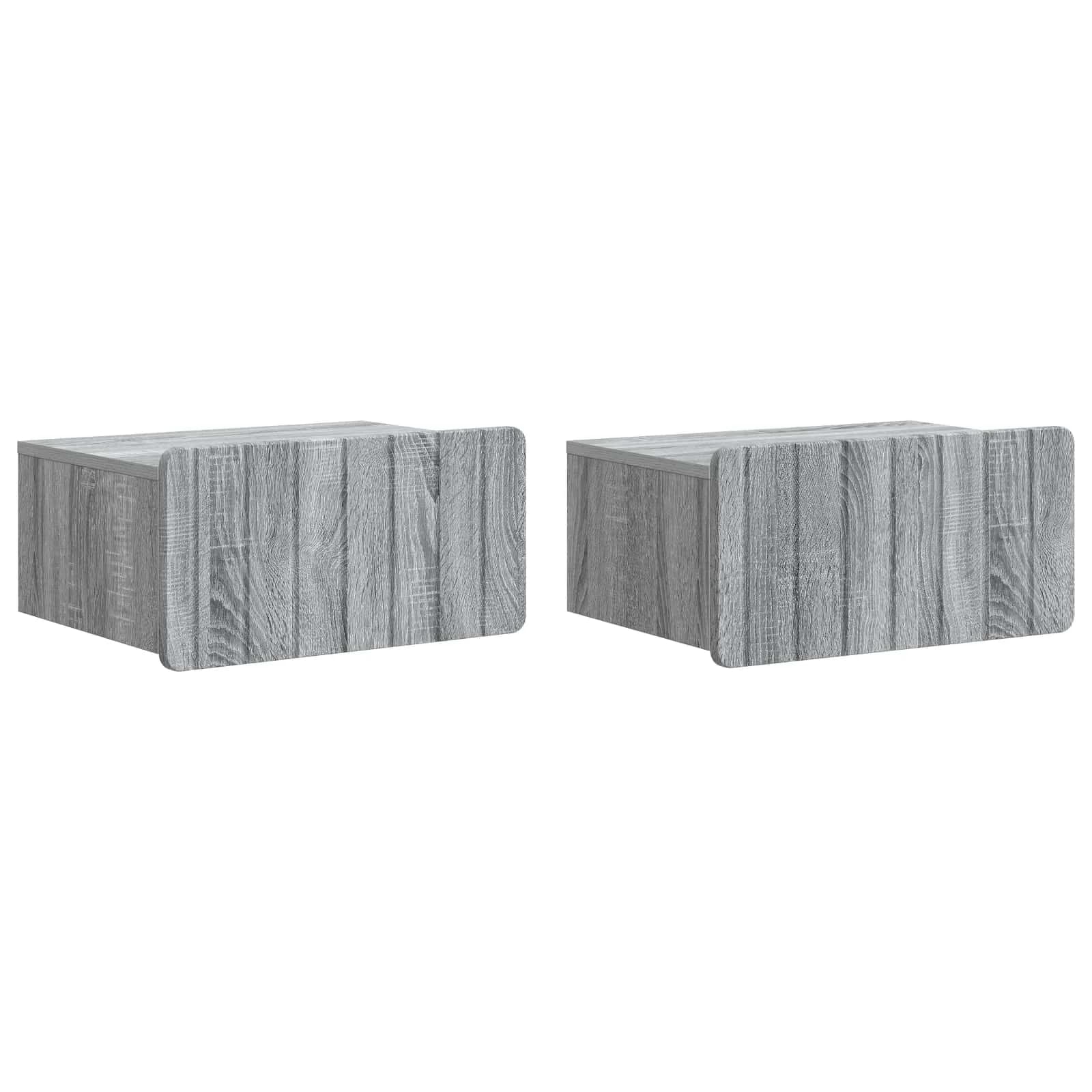Stenski nočni omarici 2 kos Siva Sonoma 49 x 34,5 x 24 cm - slika 2