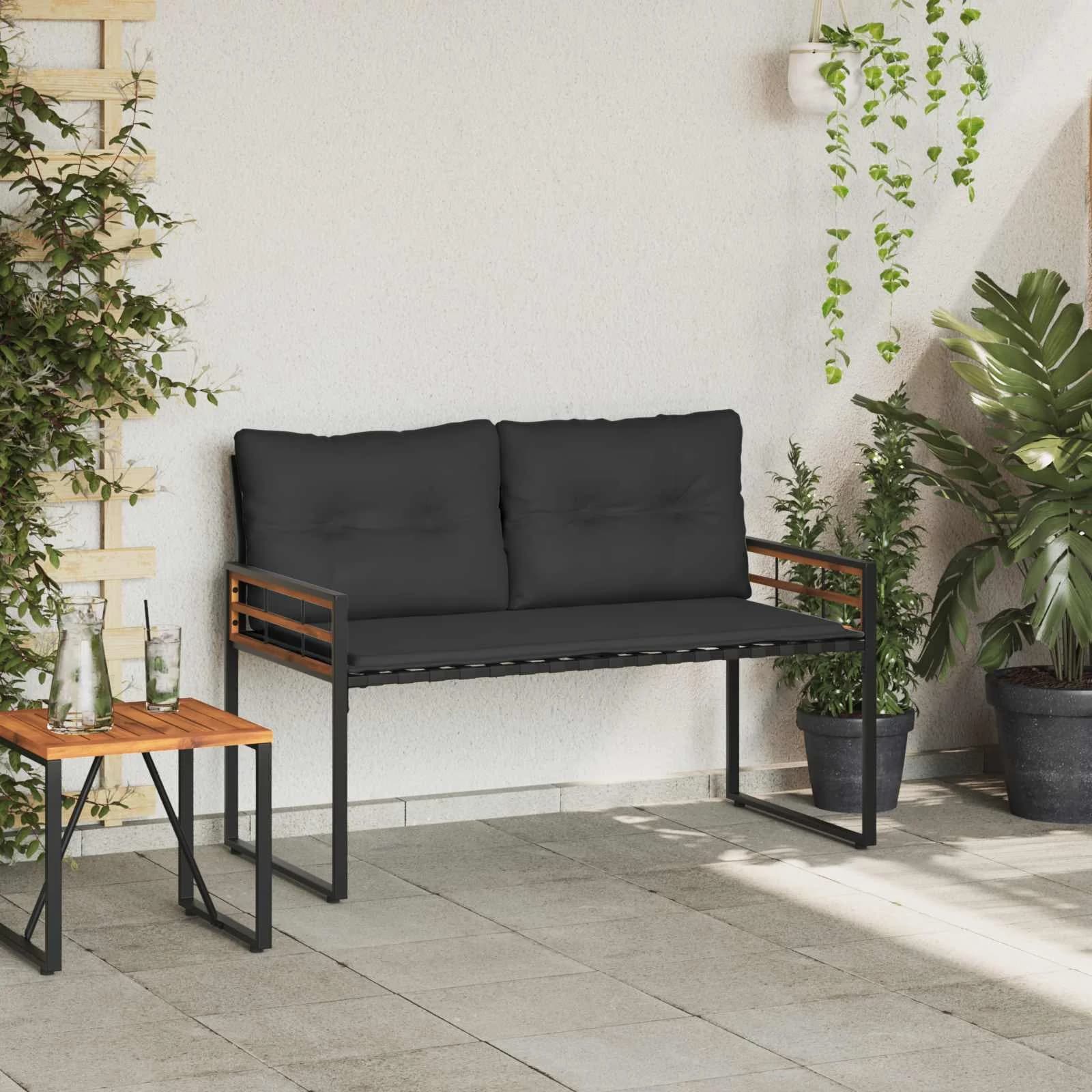 Lesena ležajna klop z blazino Zatemnjeno siva 114 x 55 x 77 cm - slika 3