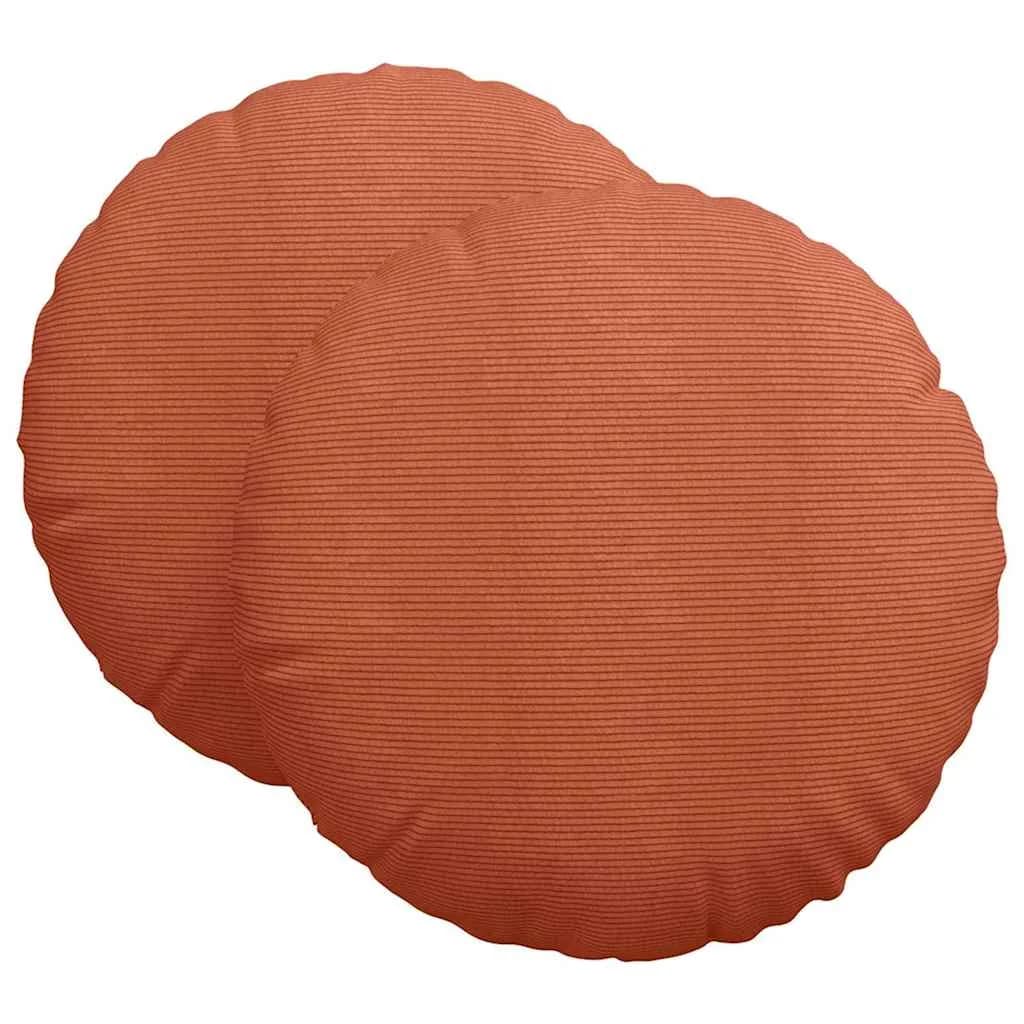 Sedežne blazine 2 kos Žametna tkanina Rdeče oranžna Ø 80 cm - slika 2