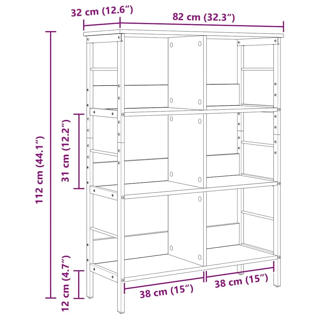 Knjižna polica 6 nivojev 82 x 32 x 112 cm Inženirski les - slika 11