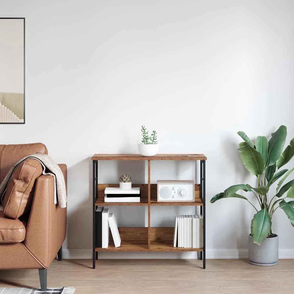 Knjižna polica 4 nivojev 82 x 32 x 79 cm Inženirski les - slika 4