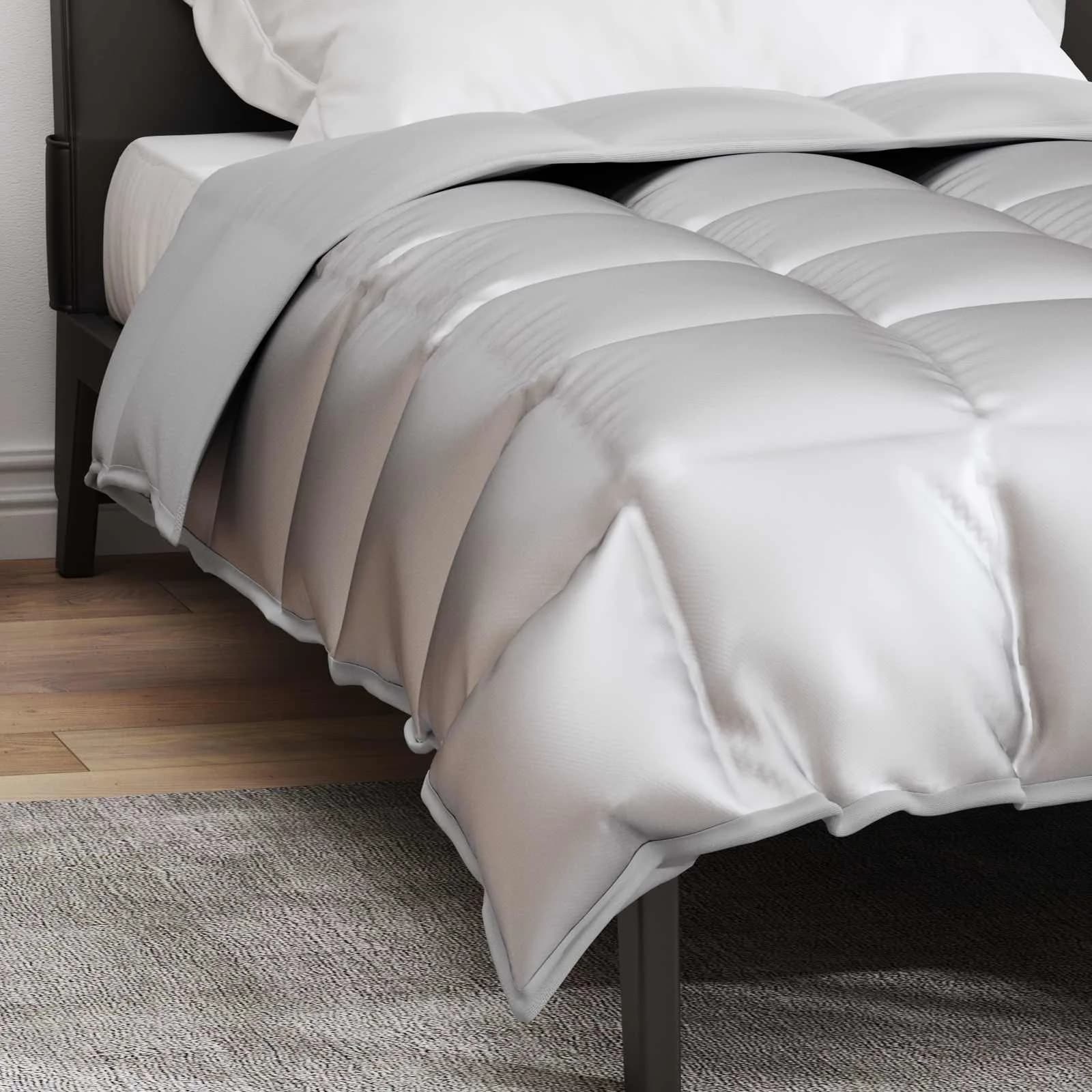 Zimska posteljnina srebrna 155 x 220 cm Satin in mikrovlakna - slika 4