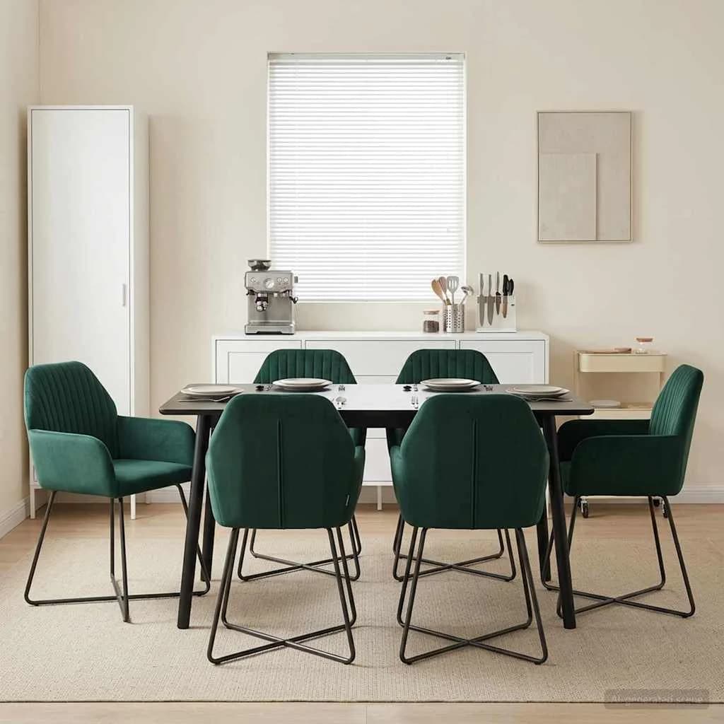 Jedilni stoli 4 kos Žamet Temno zelena 55 x 50 x 84 cm