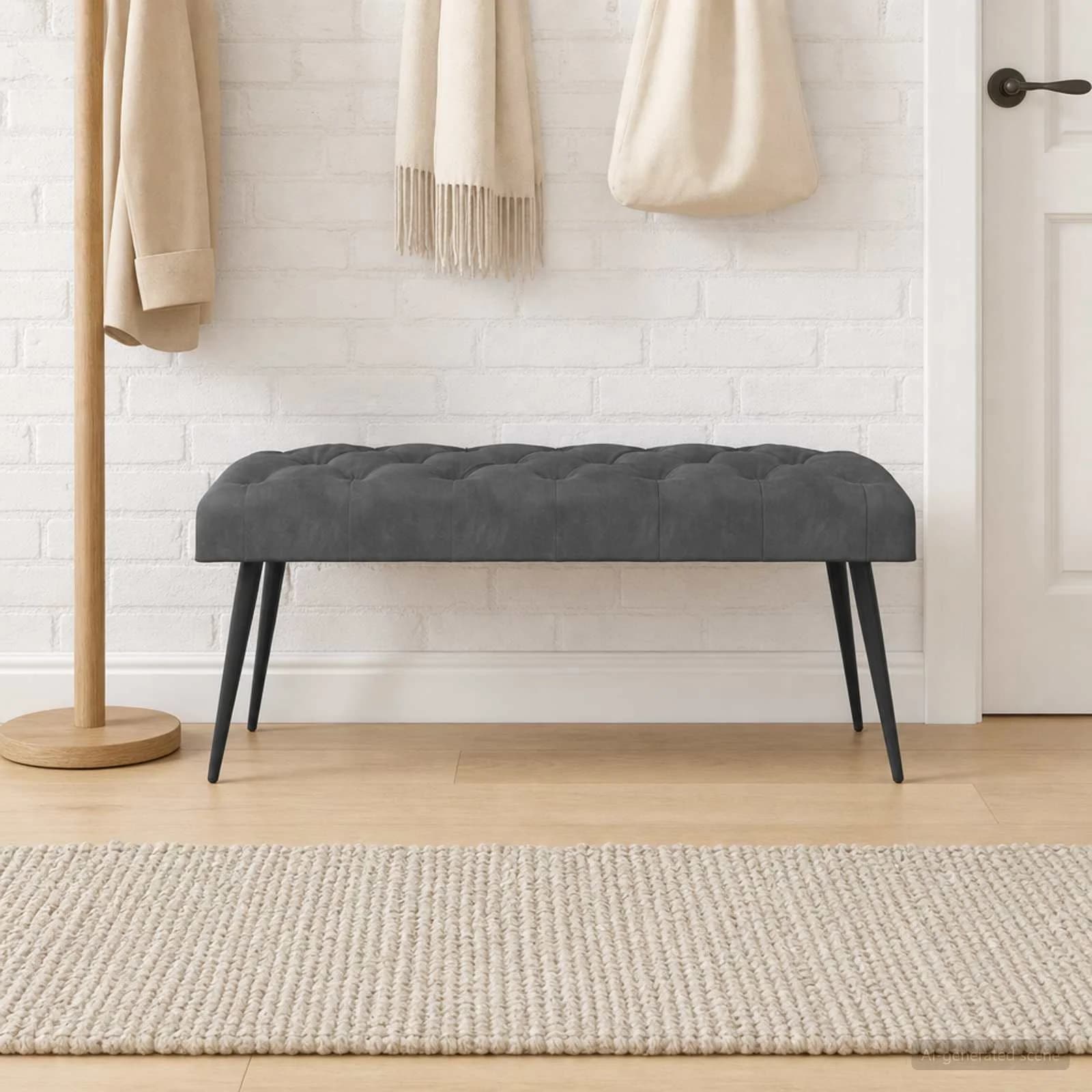 Klop s gumbnim oblazinjenjem Temno siva 110 x 40 x 46 cm Žamet - slika 4