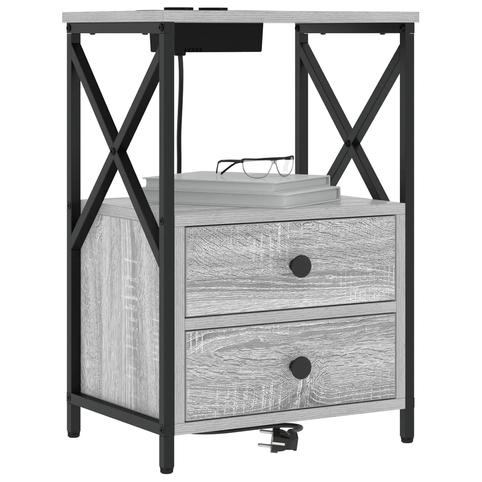 Nočna omarica 2 kos Siva Sonoma 40 x 31 x 60 cm Inženirski les - slika 2