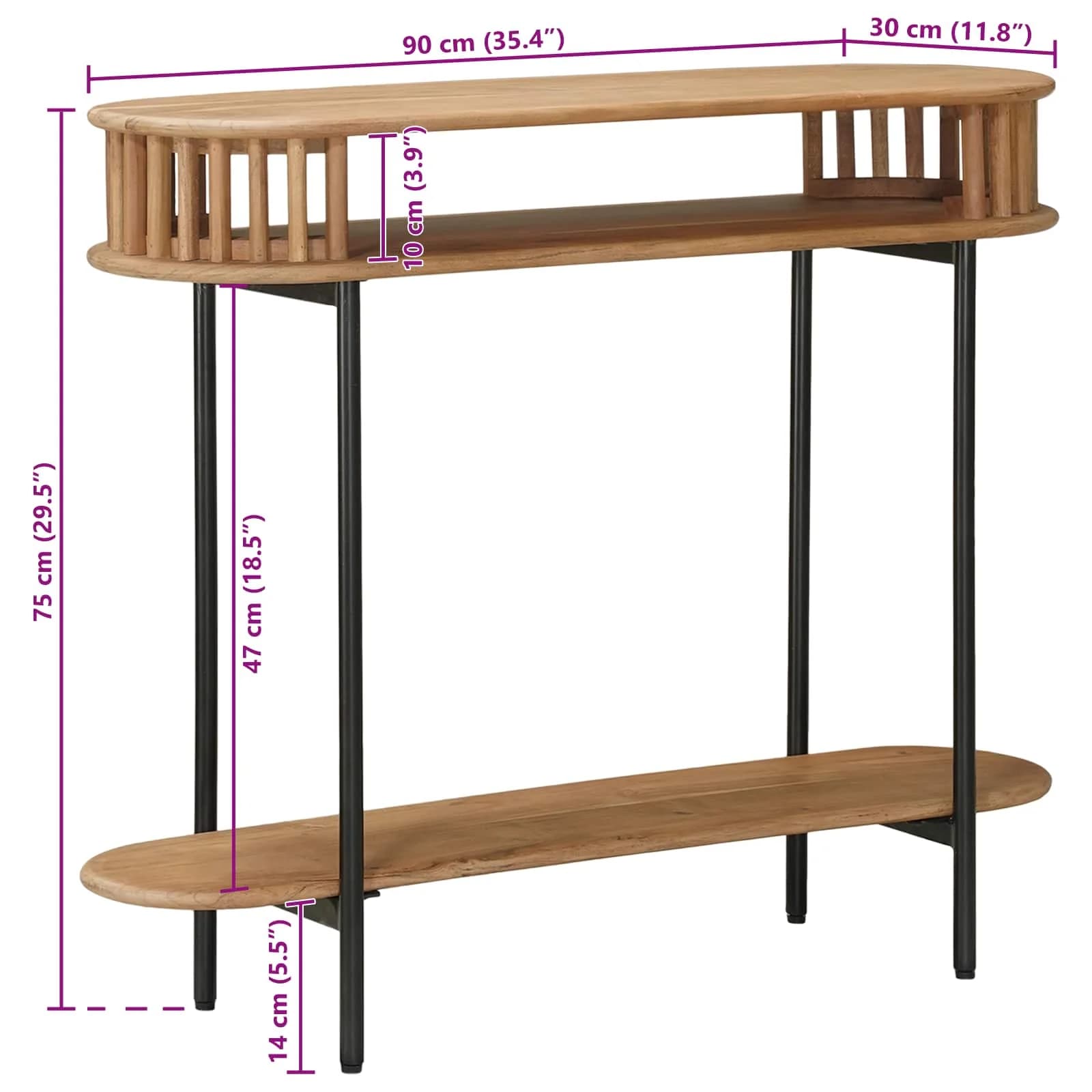 Ročno izdelana končna miza Teak rjava 90 x 30 x 75 cm - slika 8