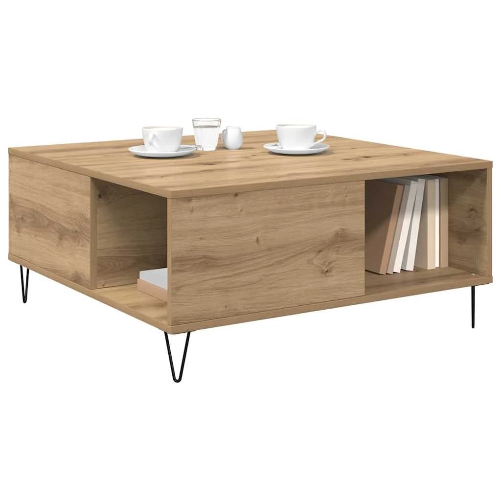 Klubska miza Umetni hrast 80 x 80 x 36,5 cm Inženirski les - slika 3