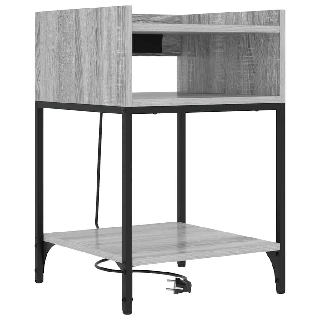 Nočna omarica 2 kos Siva Sonoma 40 x 40 x 61 cm Inženirski les - slika 5