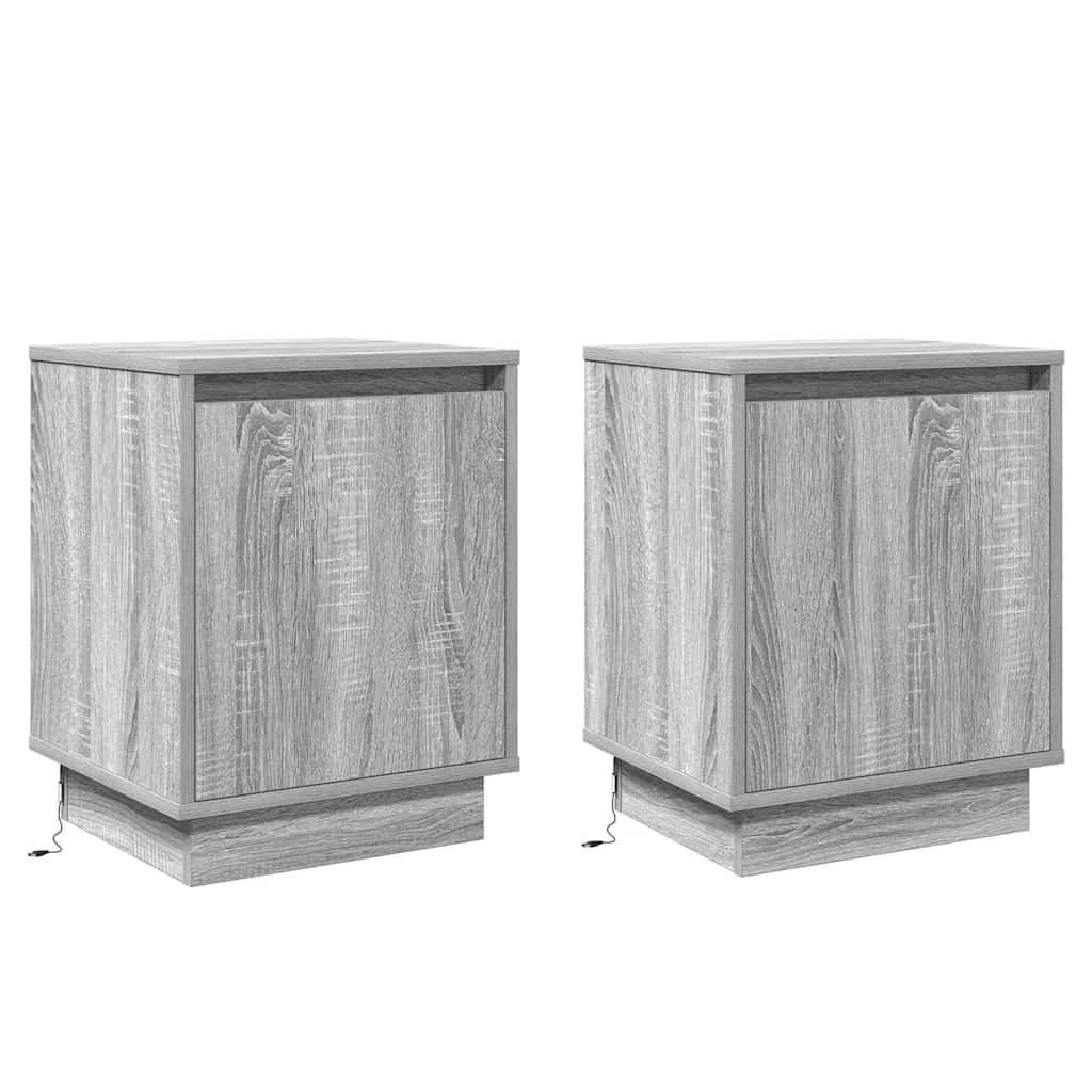 Nočna omarica 2 kos Siva 39 x 34,5 x 50 cm Inženirski les - slika 2