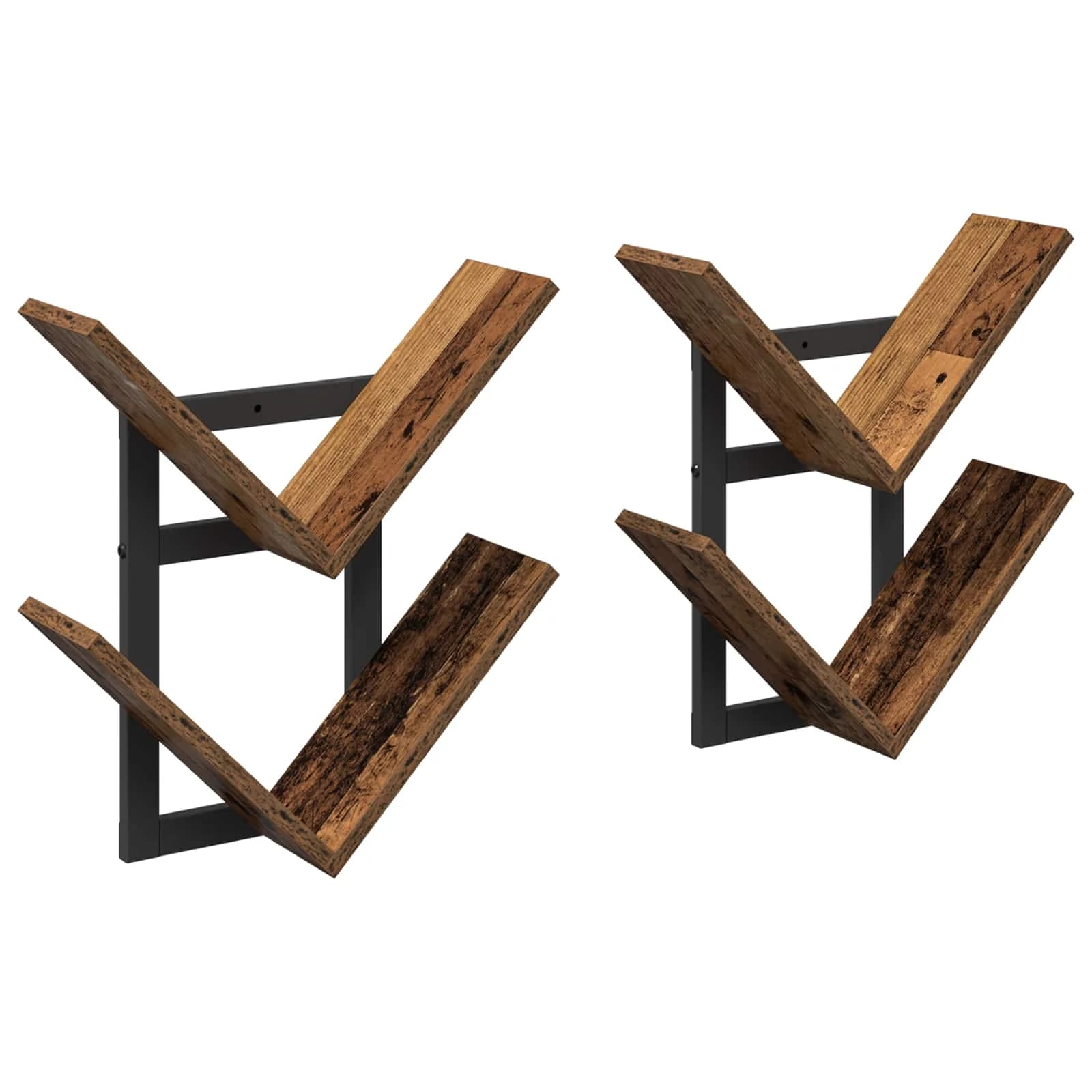 PrFloating Shelf 2 kos Star les 43 x 15 x 47 cm Inženirski les - slika 2