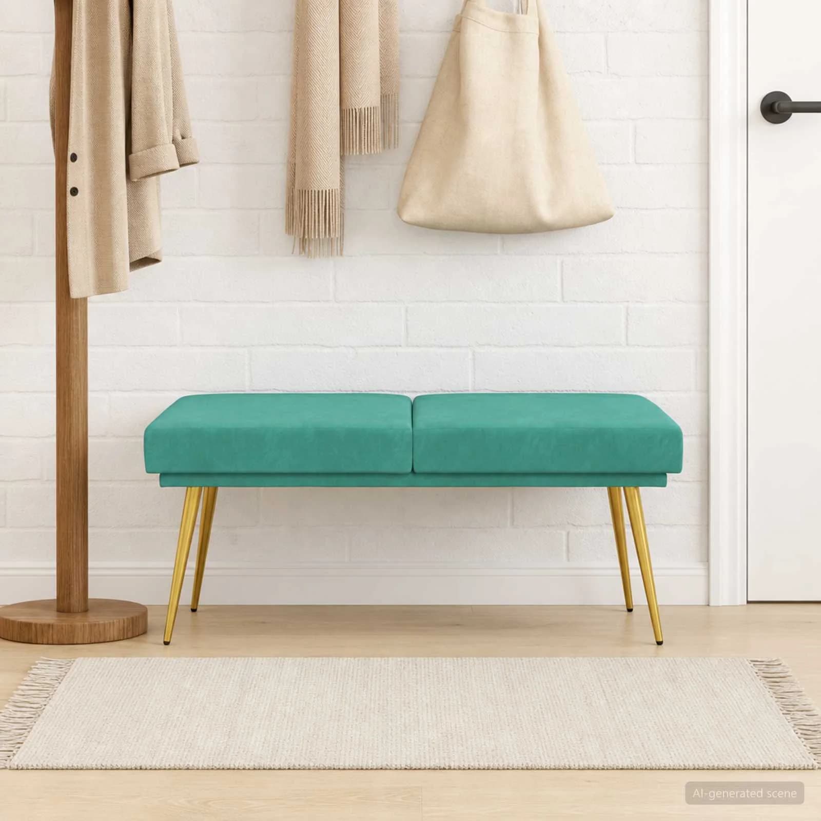 Dvojna klop Turkizna 120 x 45 x 46 cm Žamet - slika 4