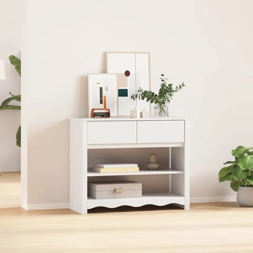 Konzolna miza Drammen Bela 89,5 x 37 x 73 cm Masivno borovo les