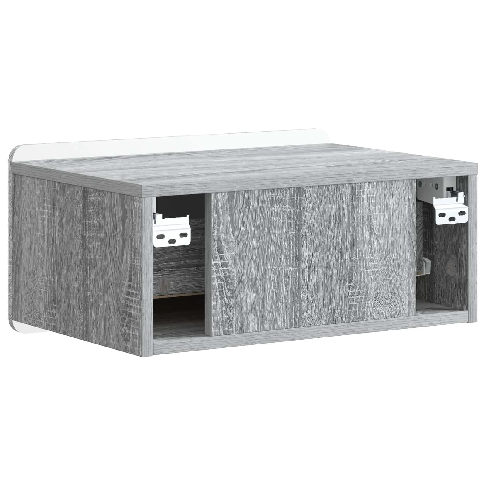 Stenski nočni omarici 2 kos Siva Sonoma 49 x 34,5 x 24 cm - slika 9