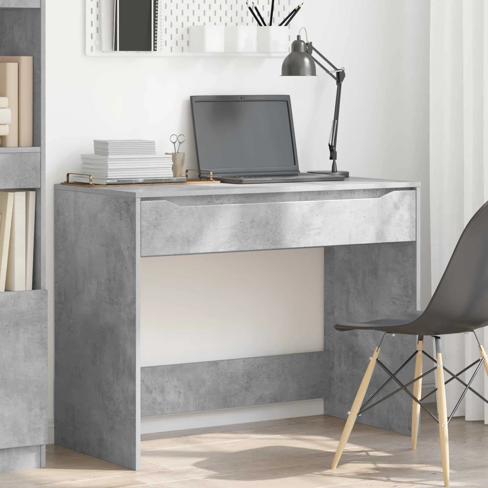 Miza s predalom Beton Siva 100 x 50 x 78 cm Konstruirano leseno - slika 4