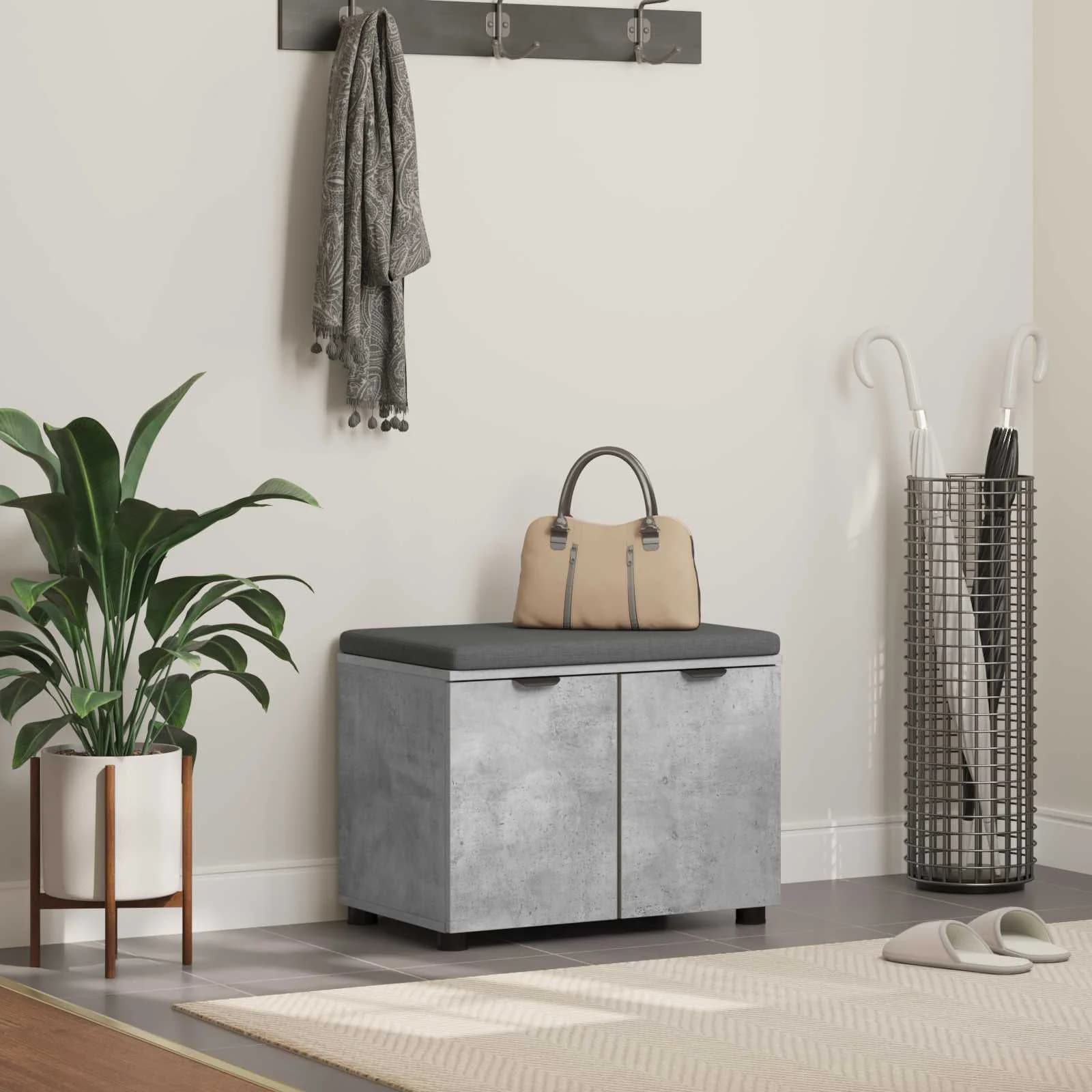 Haldna klop Beton Siva 60 x 38 x 46 cm Oblikovan Les in Tkanina