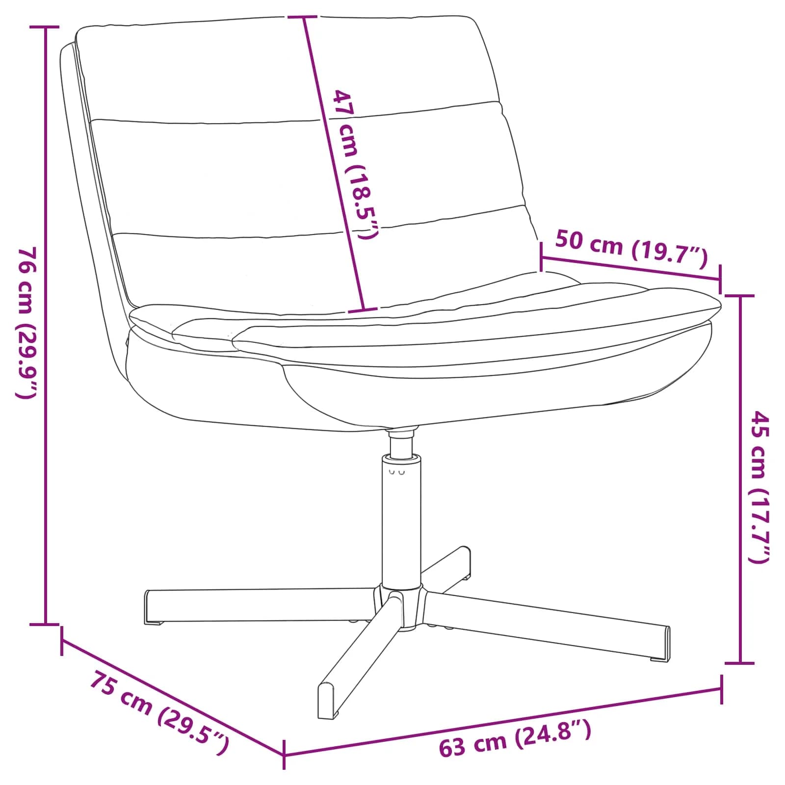Vrtljiv stol Rjava 63 x 75 x 76 cm Svetleč PU - slika 7