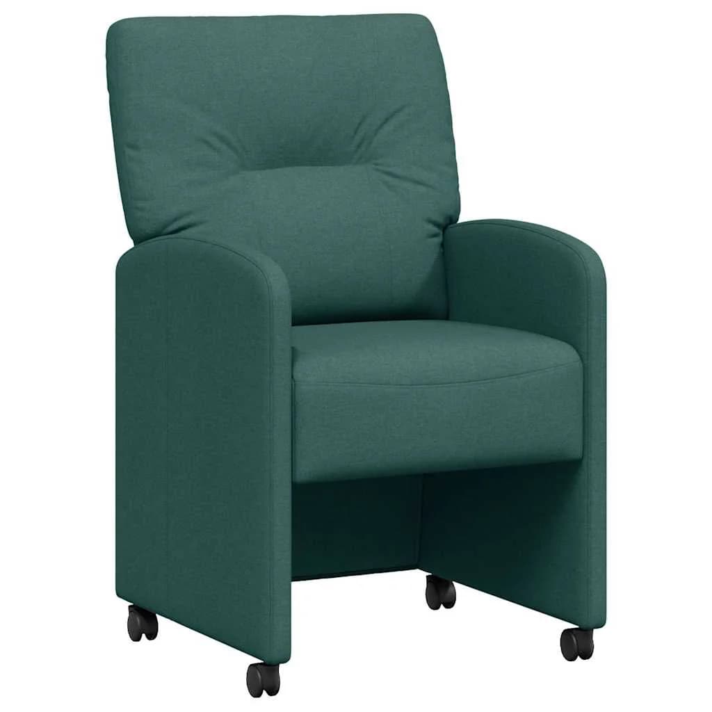 Jedilni stoli s kolesi 2 kos blago Temno zelena 57 x 67 x 95 cm - slika 2
