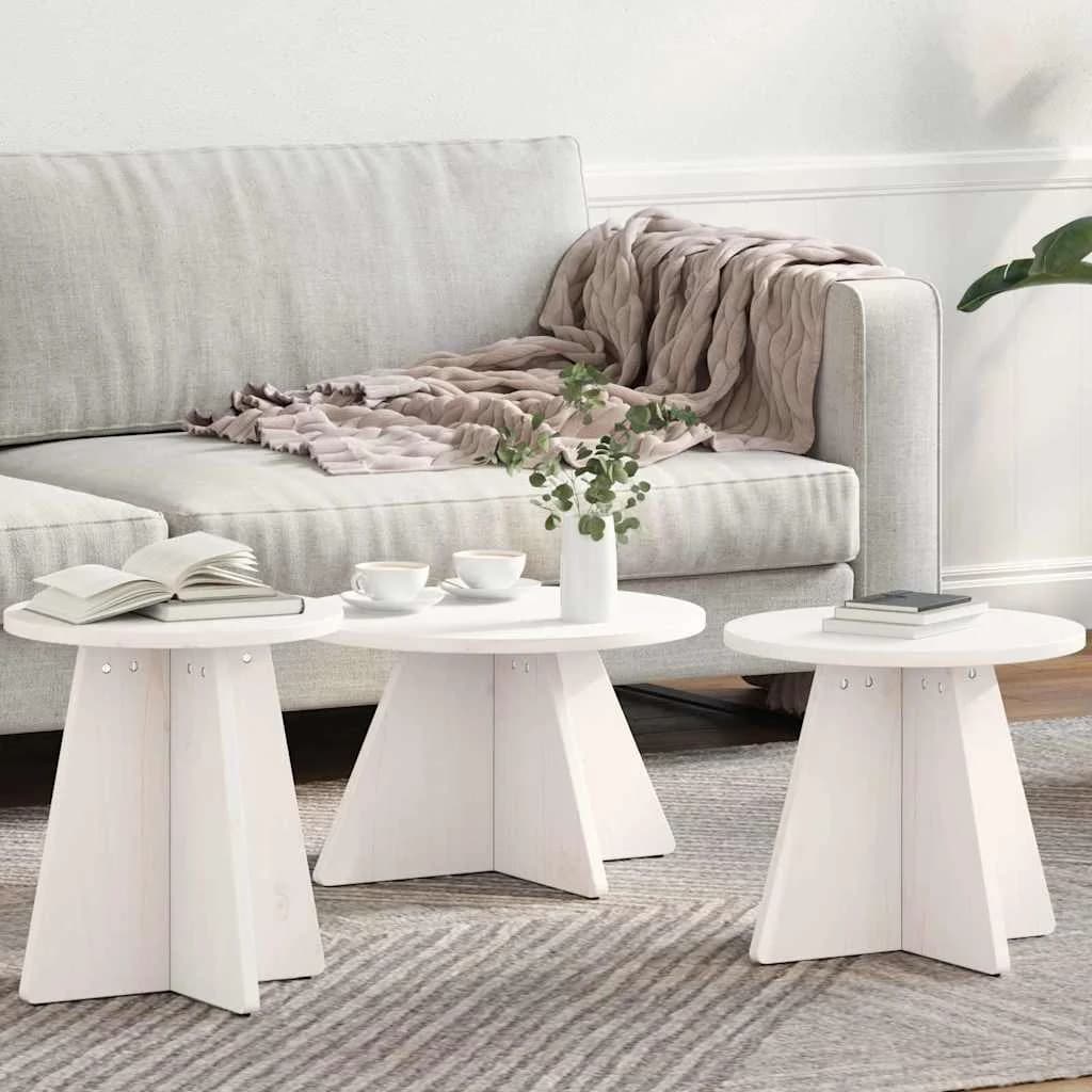 Klubska miza 3 kos Bela 49 x 49 x 30 cm