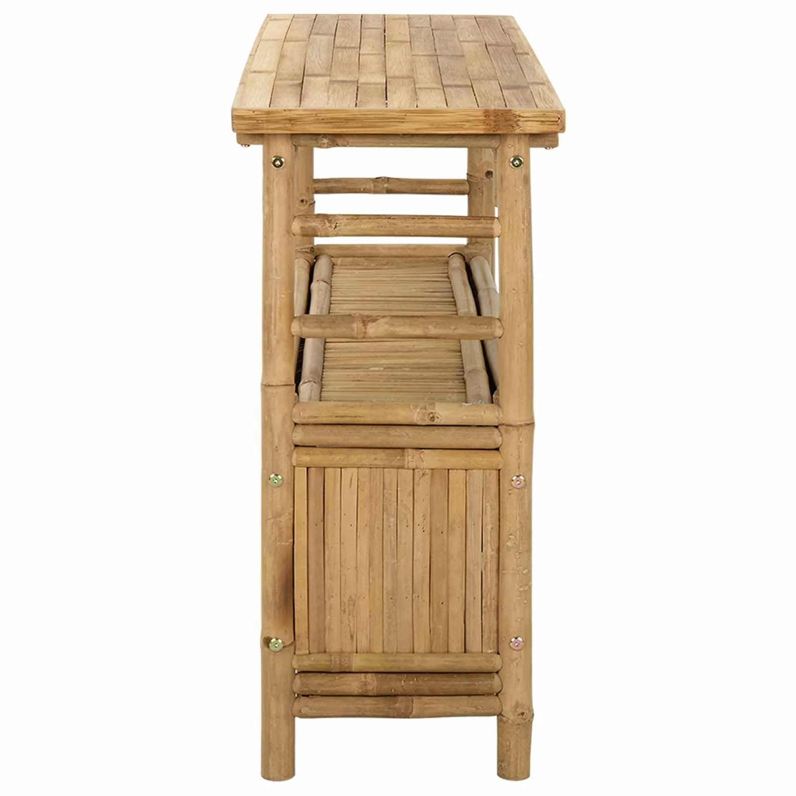 Konzolna miza s polico z vrati Naravna 110 x 35 x 75 cm Bambus - slika 5